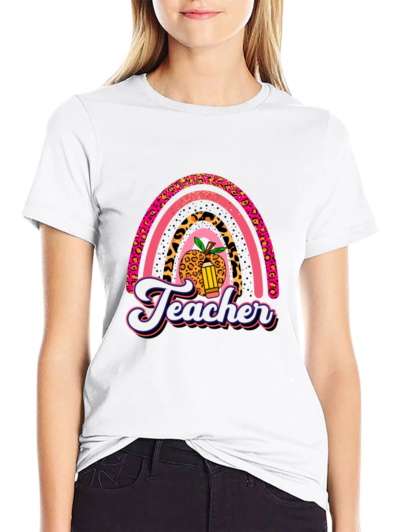 Teacher Rainbow Leopard Print T-Shirt