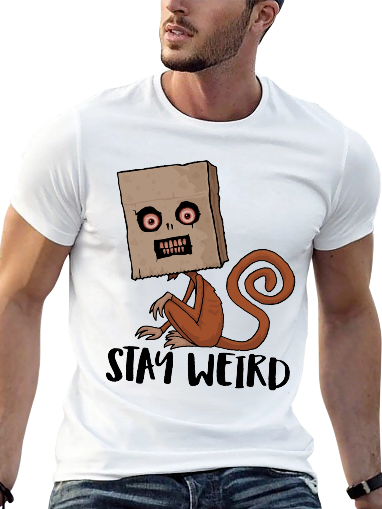 Stay Weird Monkey Graphic Tee - Black