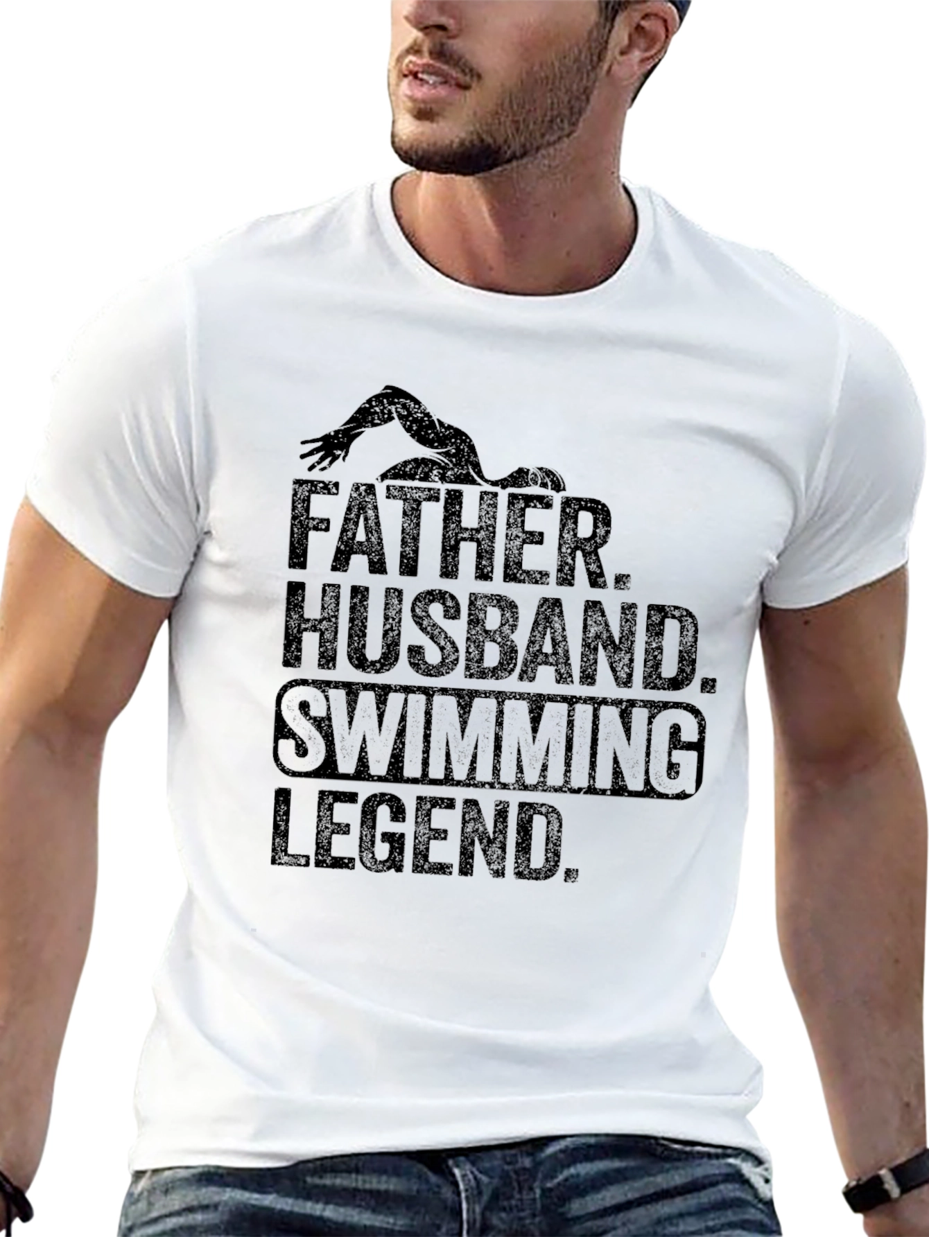 Father Husband Swimming Legend Graphic Tee
