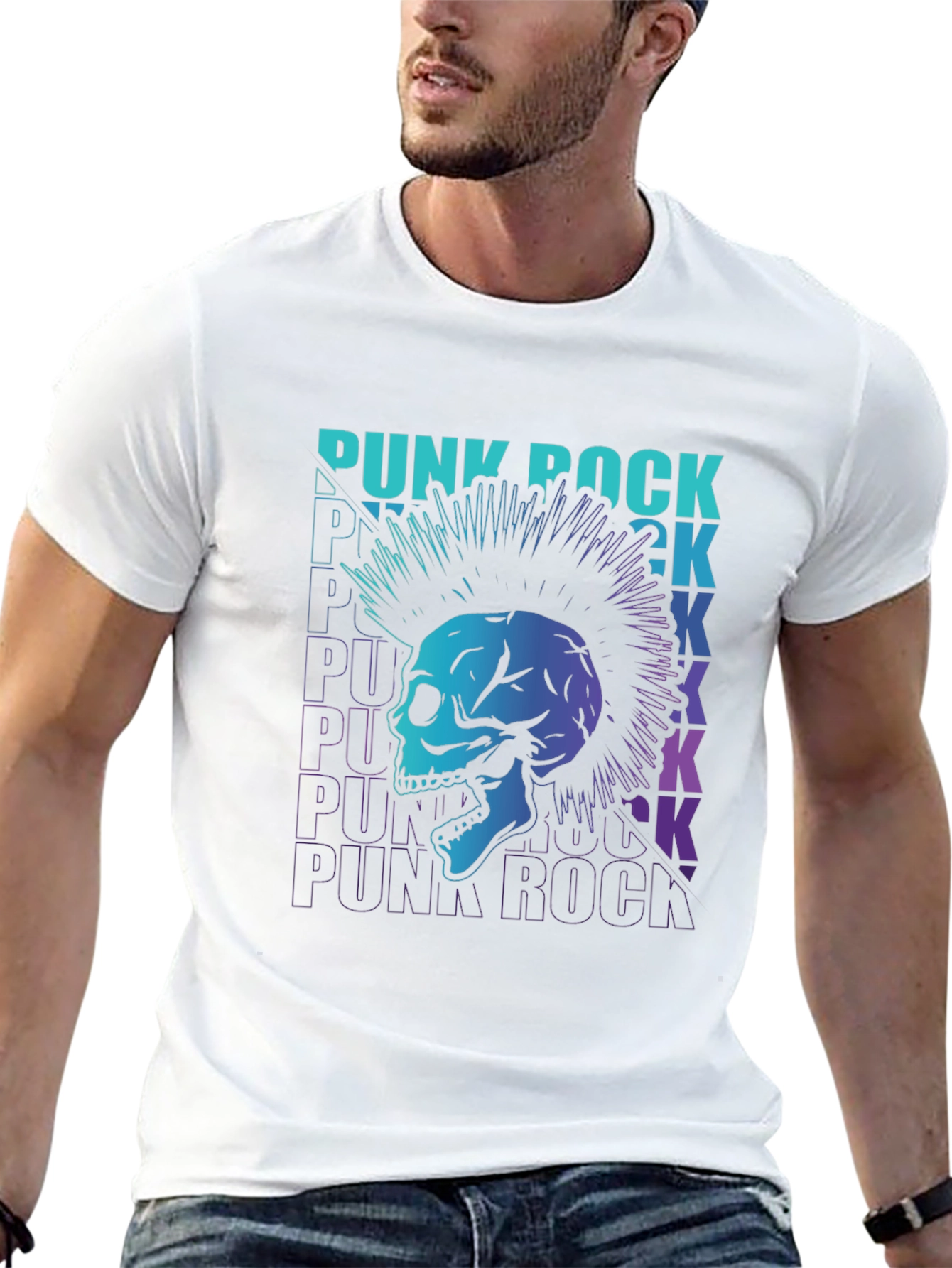 Punk Rock Skull Graphic Tee - Edgy Style