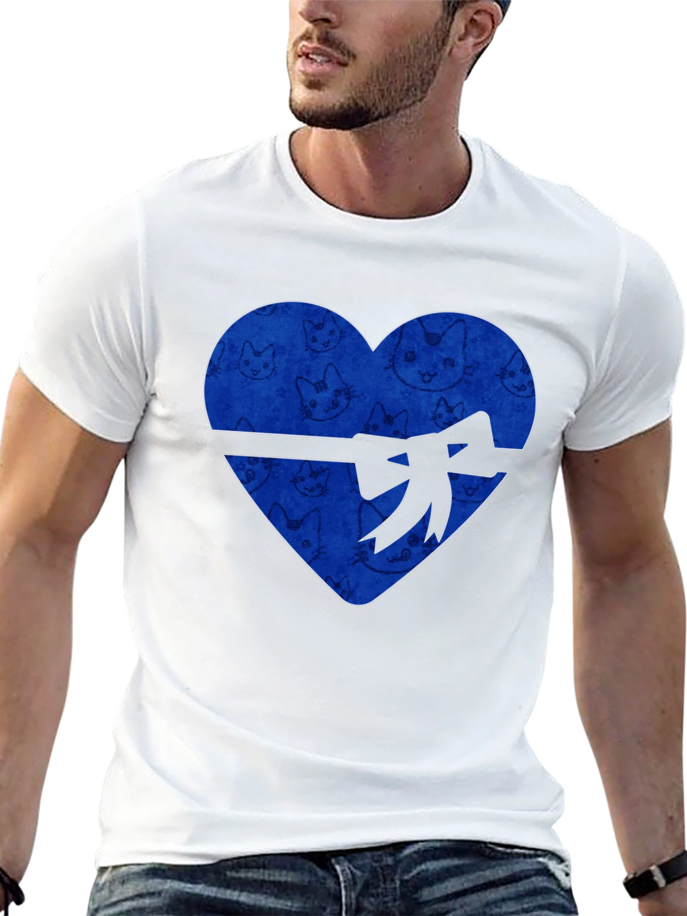 Heart Cat Print T-Shirt