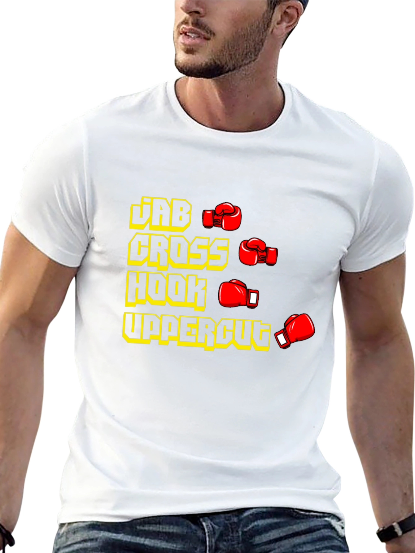 Boxing Punches Black T-Shirt: Jab Cross Hook Uppercut