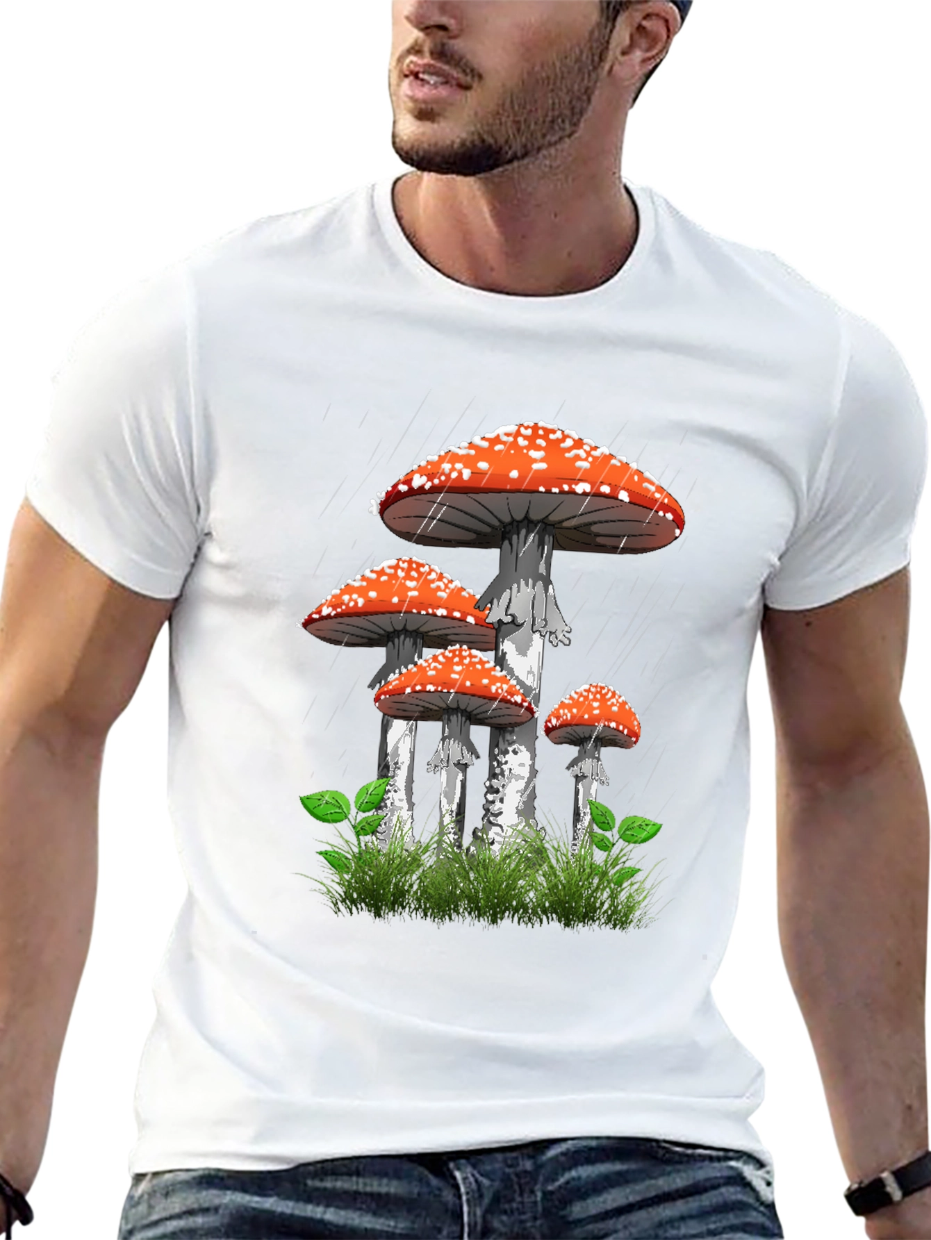 Mushroom Graphic Tee - Nature Lovers Black T-Shirt