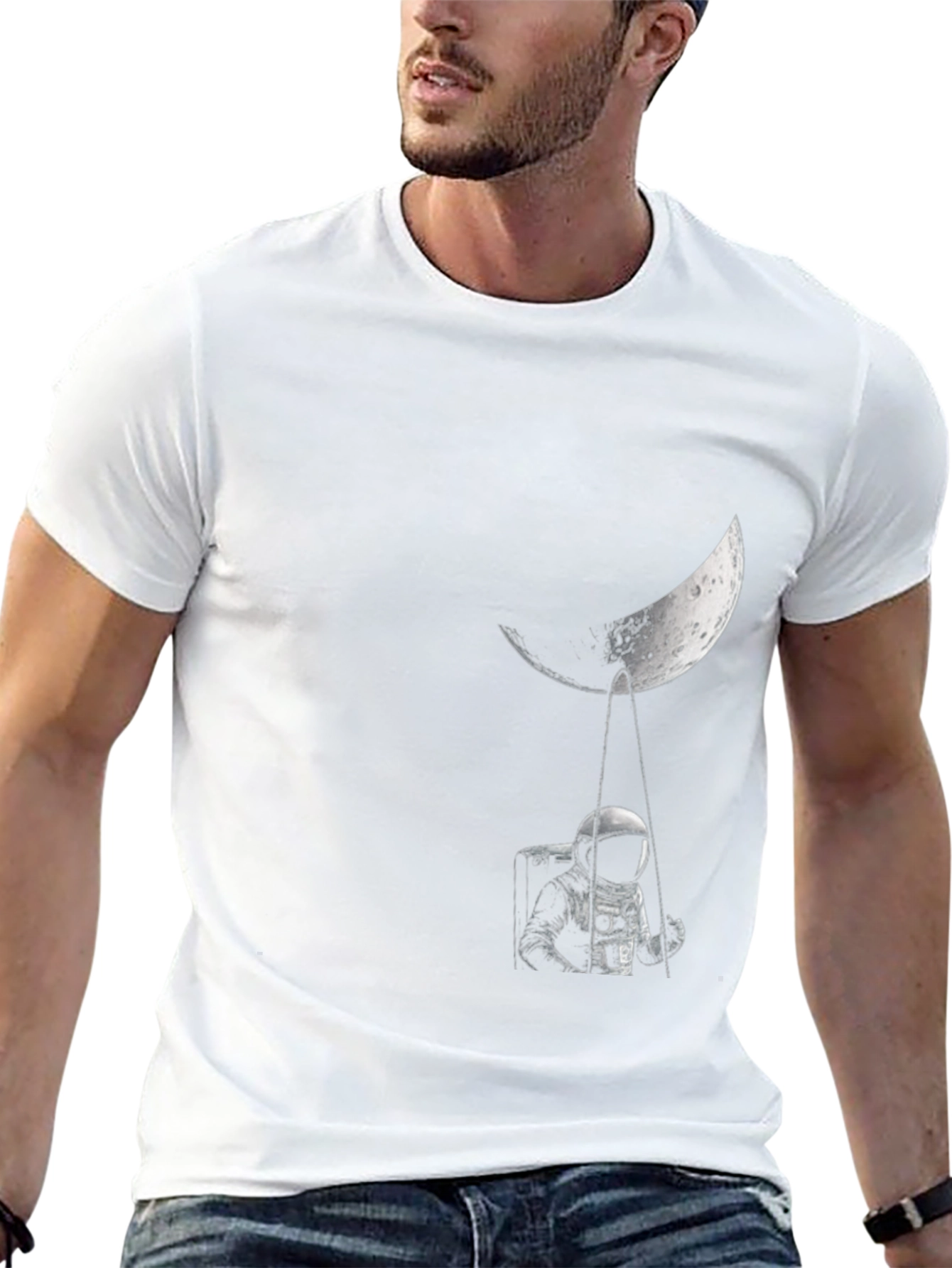 Astronaut Moon Swing Graphic Tee - Unisex Black T-Shirt