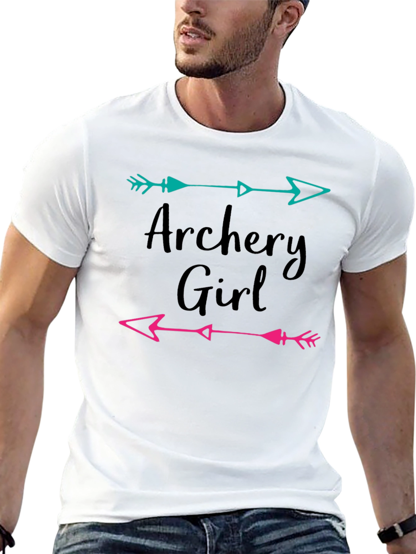 Archery Girl Arrow Graphic Tee - Black Cotton T-Shirt