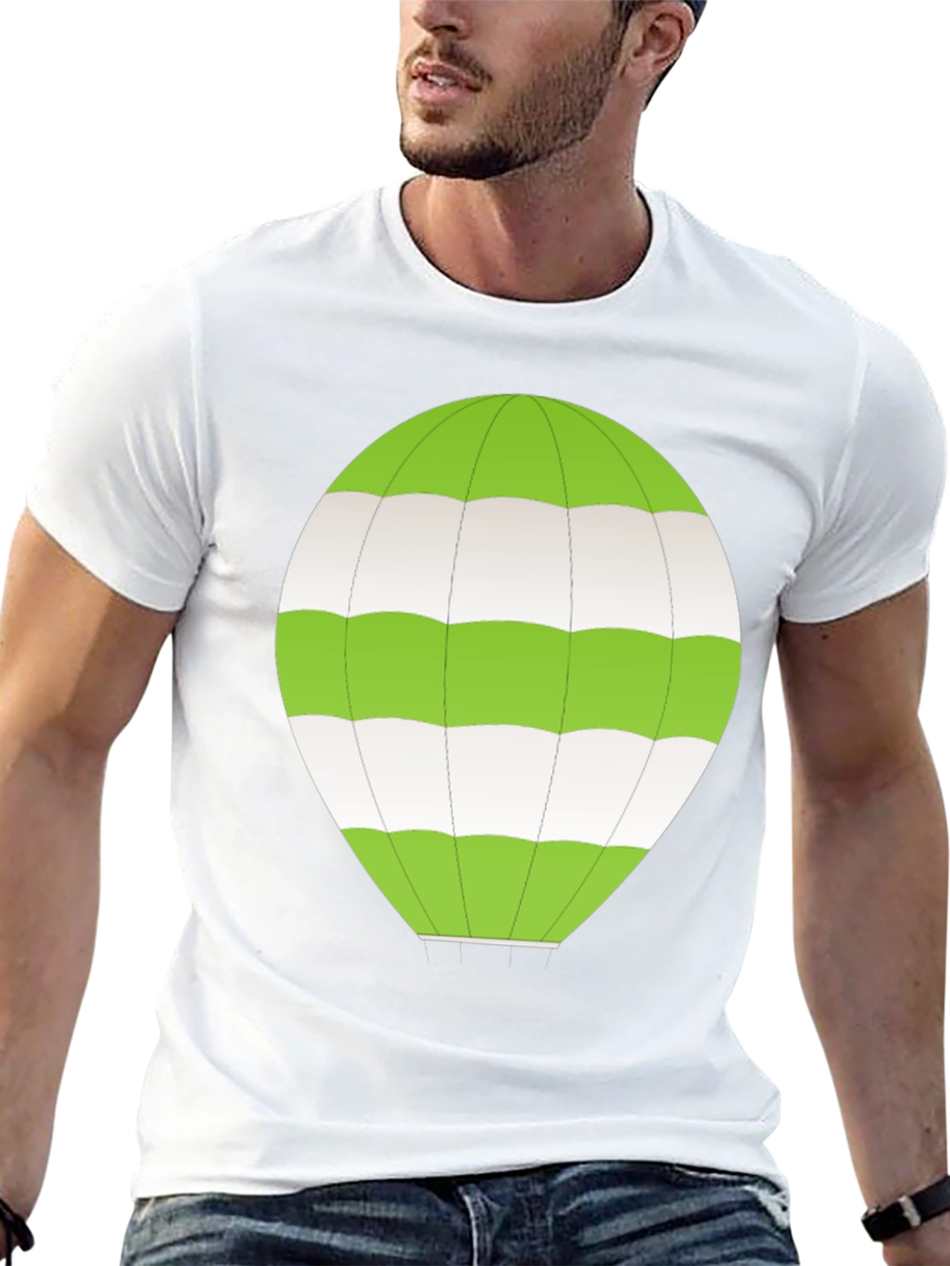 Striped Balloon Graphic Tee - Black Cotton Comfort