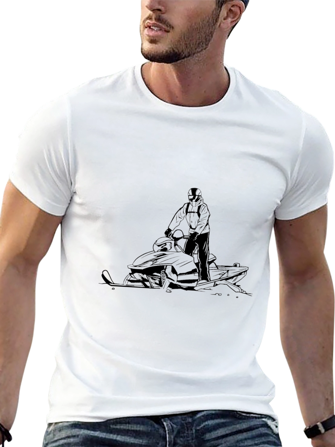 Black Snowmobile Graphic Tee - Ride in Style