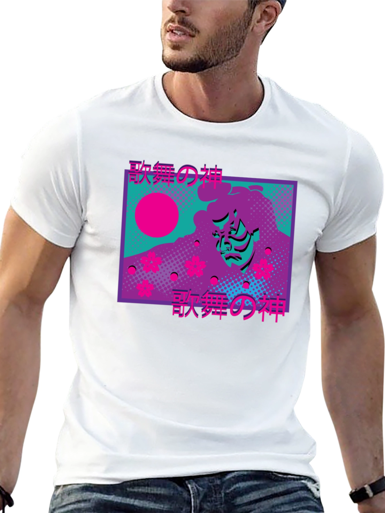 Japanese Kabuki God T-Shirt Vaporwave Aesthetic Tee