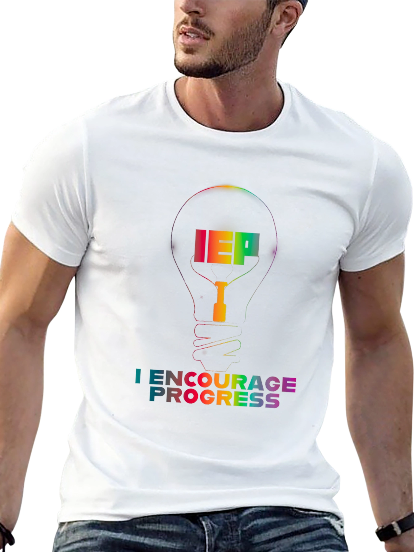 IEP I Encourage Progress Rainbow Lightbulb T-Shirt