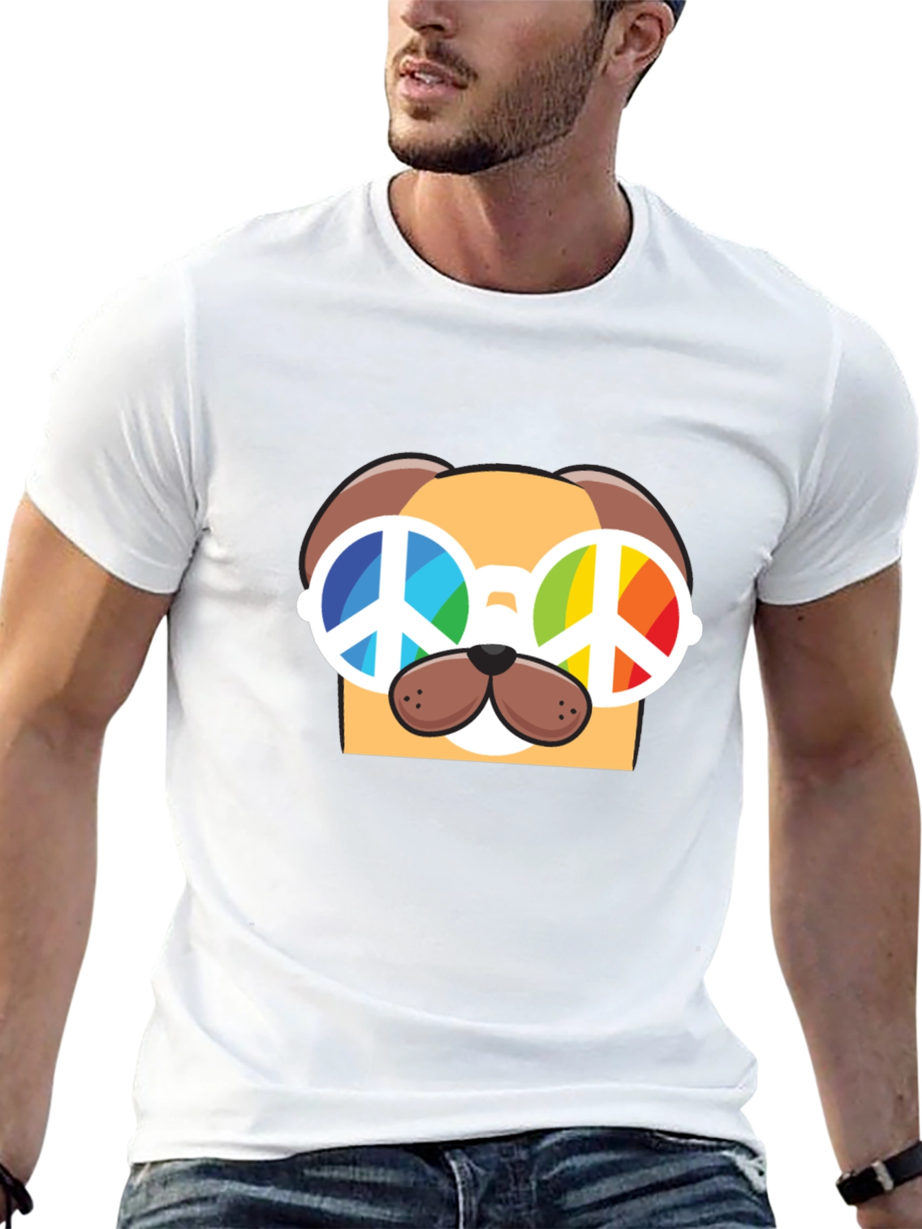 Peace Dog Graphic T-Shirt - Black