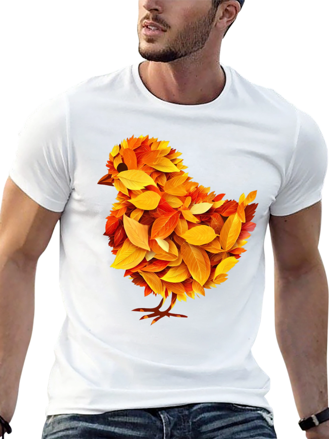 Autumn Chick T-Shirt - Fall Leaves Design