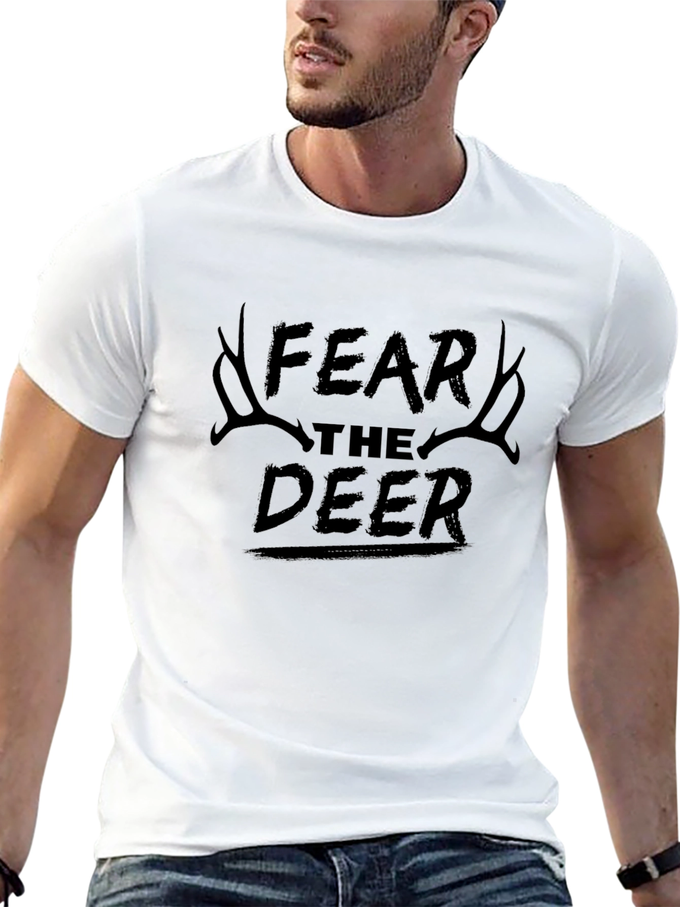 Fear The Deer Black Graphic T-Shirt