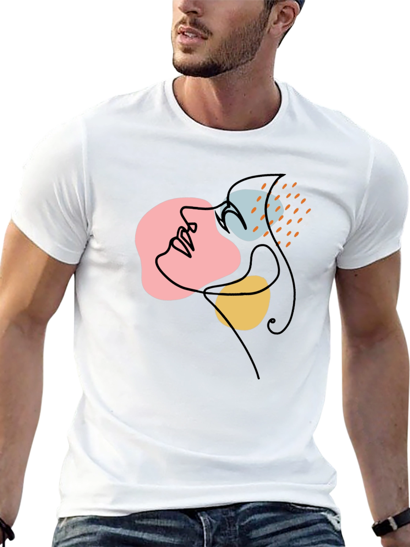 Abstract Face Art Black T-Shirt - Modern Graphic Tee