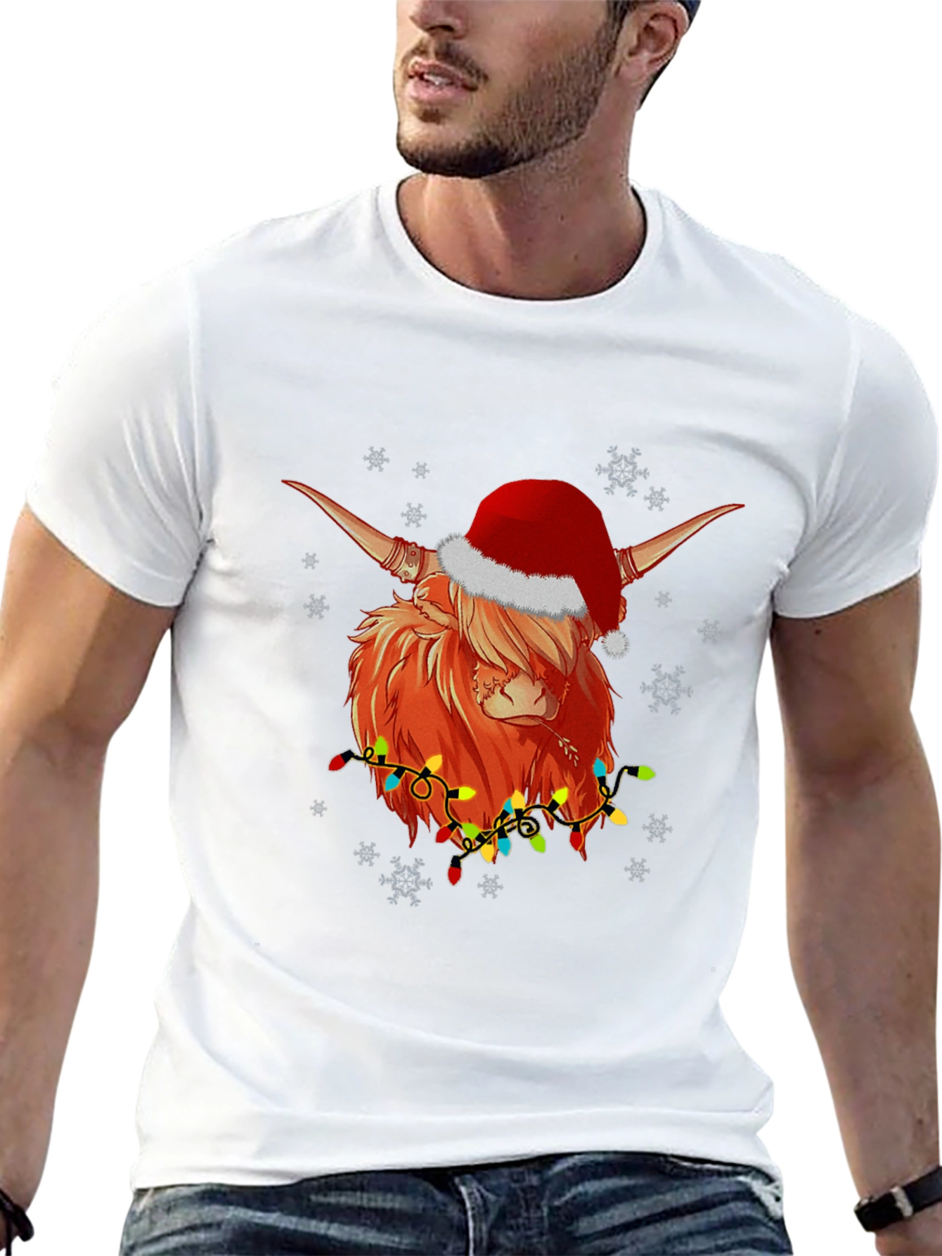 Festive Highland Cow Christmas T-Shirt