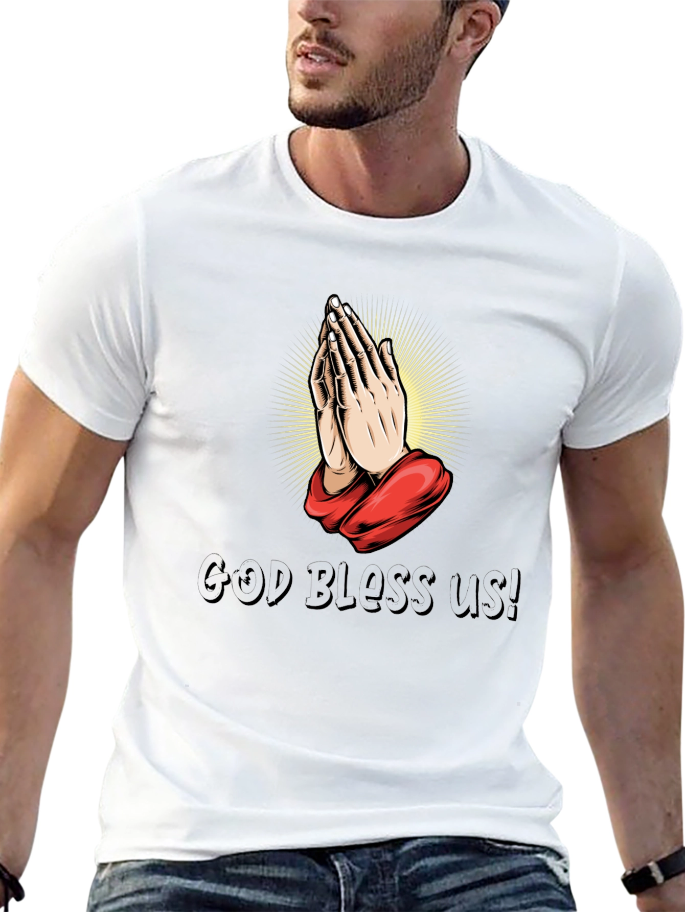 Praying Hands Graphic Black T-Shirt