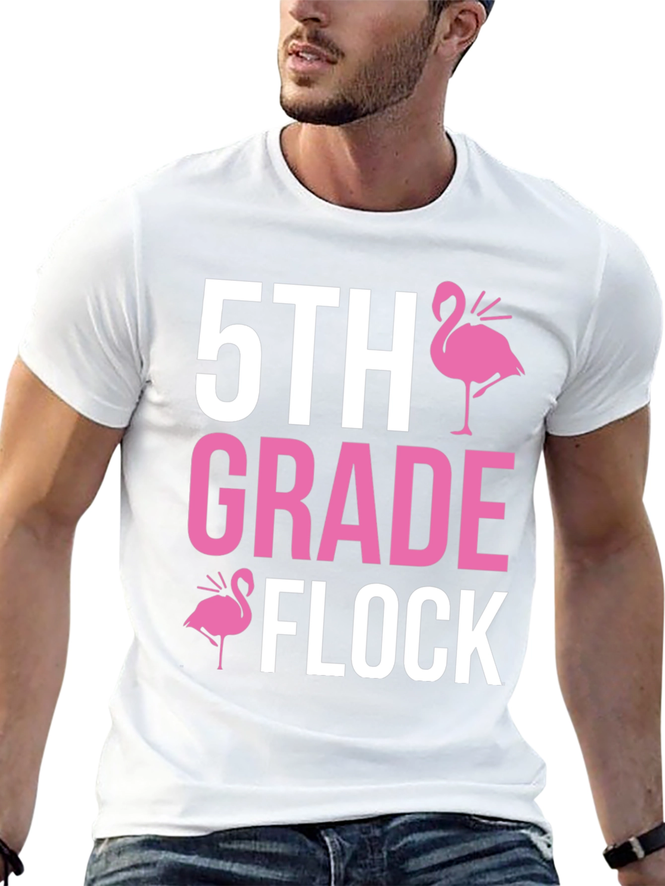 5th Grade Flock T-Shirt - Pink Flamingo