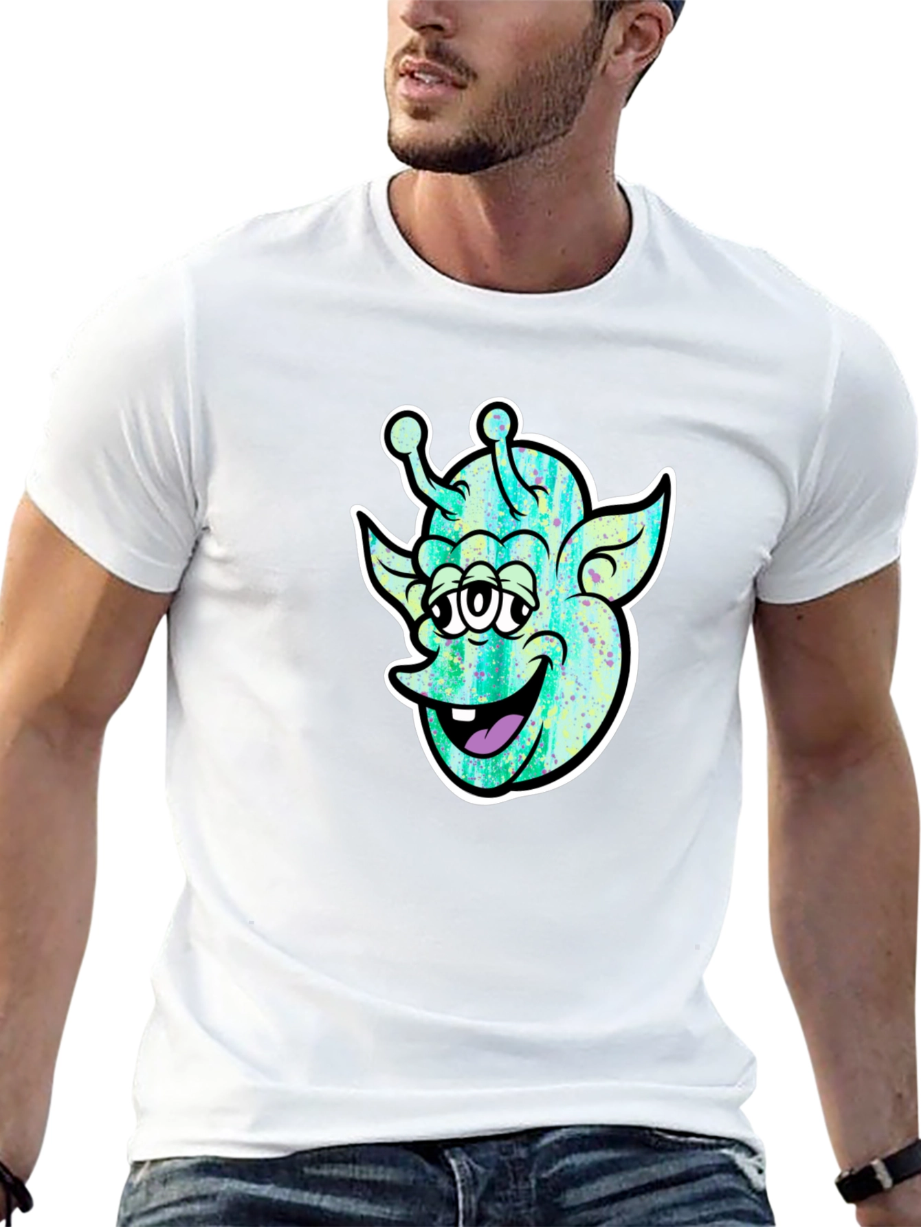 Funky Alien Graphic Black T-Shirt