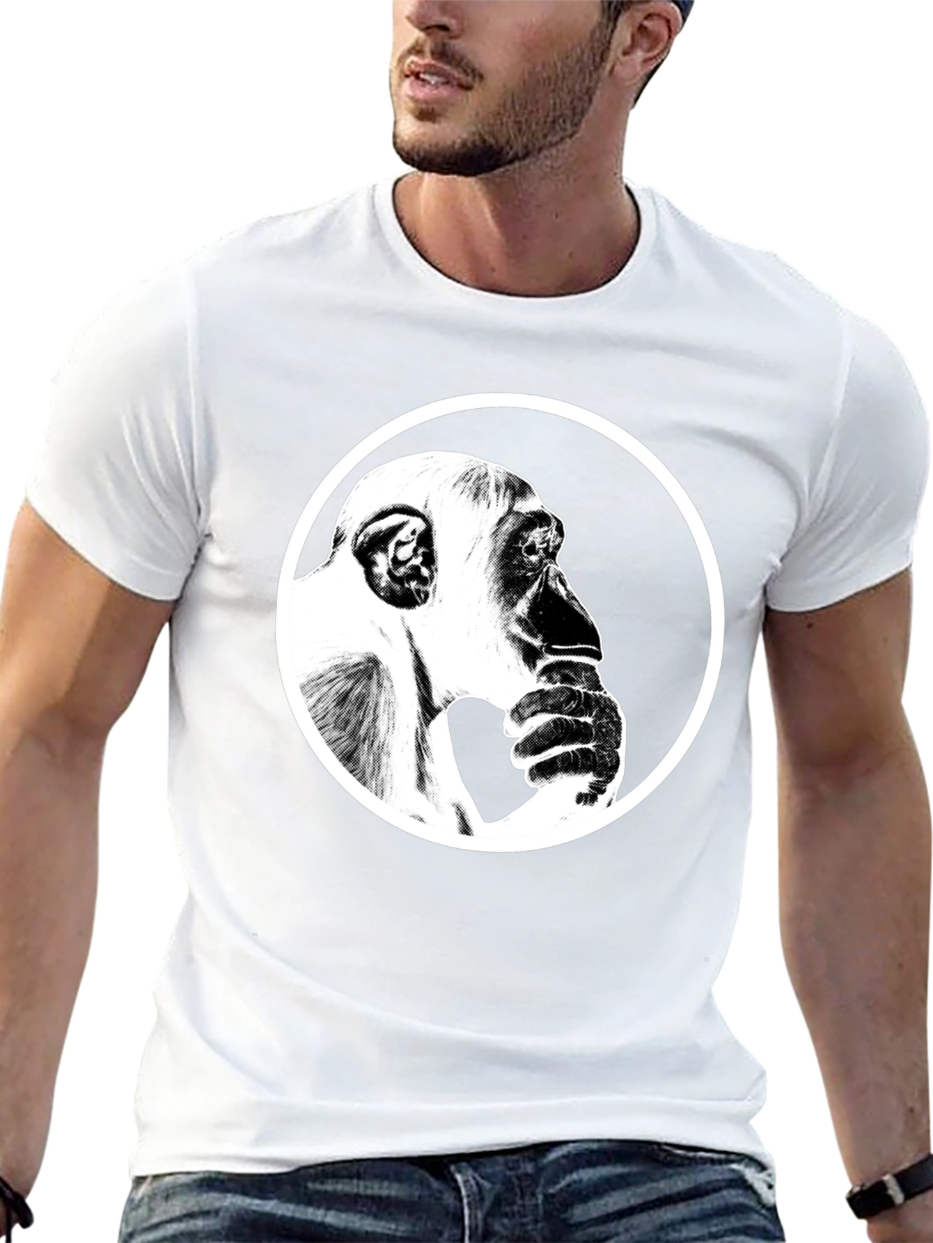 Thinking Chimpanzee Graphic T-Shirt