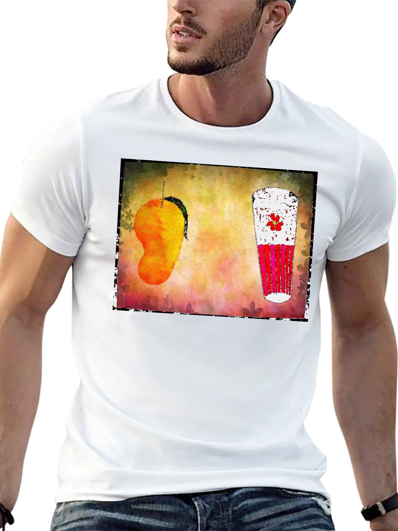 Mango Lassi Art T-Shirt - Tropical Drink Graphic Tee