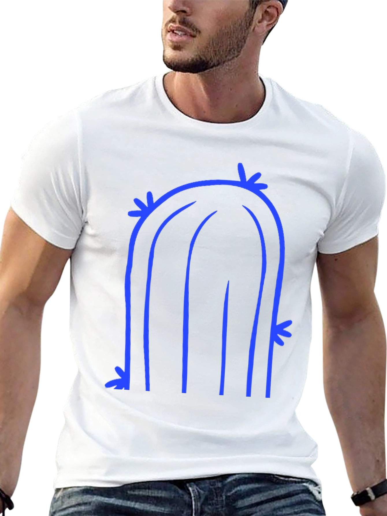 Abstract Cactus Graphic Tee - Black Cotton T-Shirt