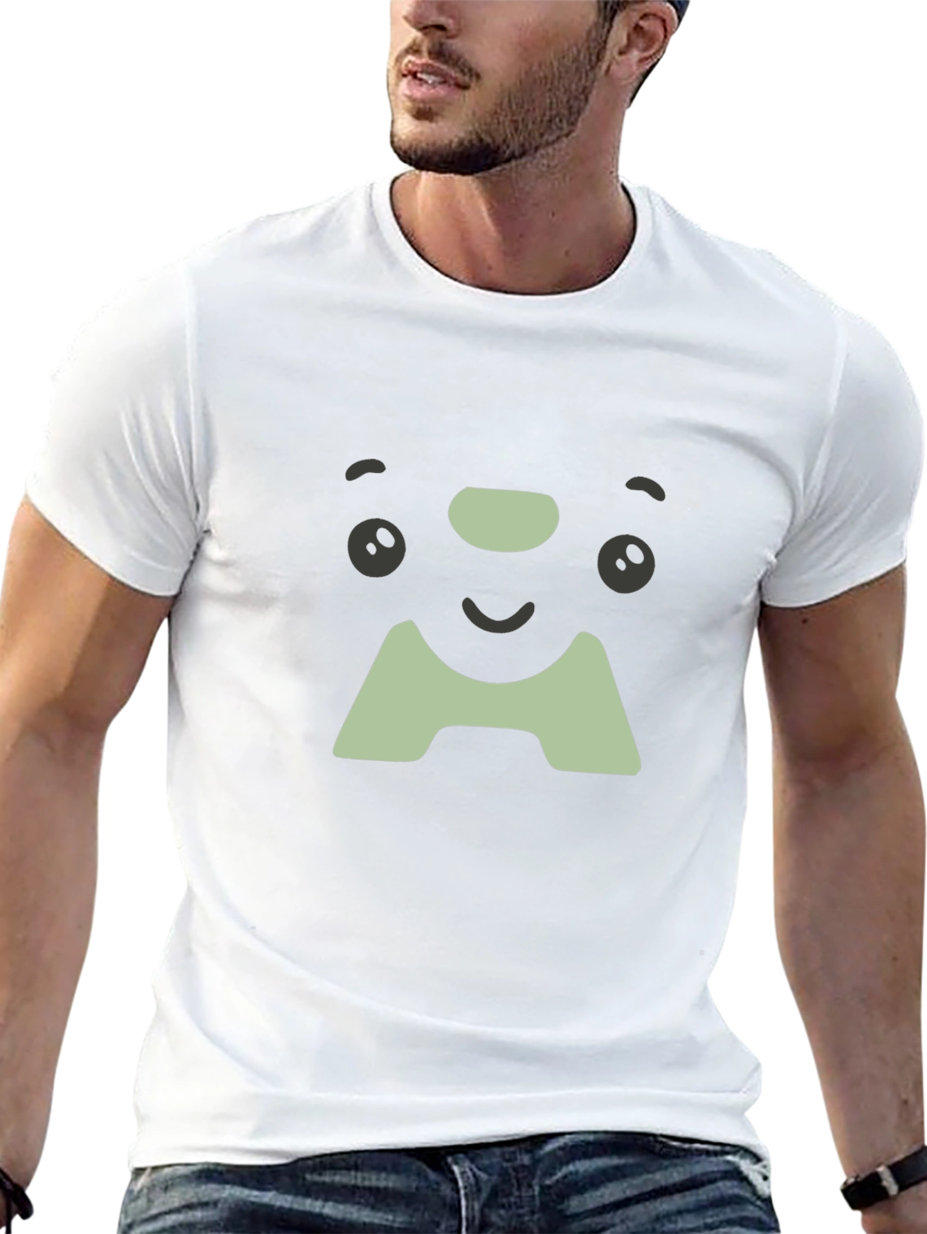 Cute Face Graphic Tee - Soft Black Cotton T-Shirt