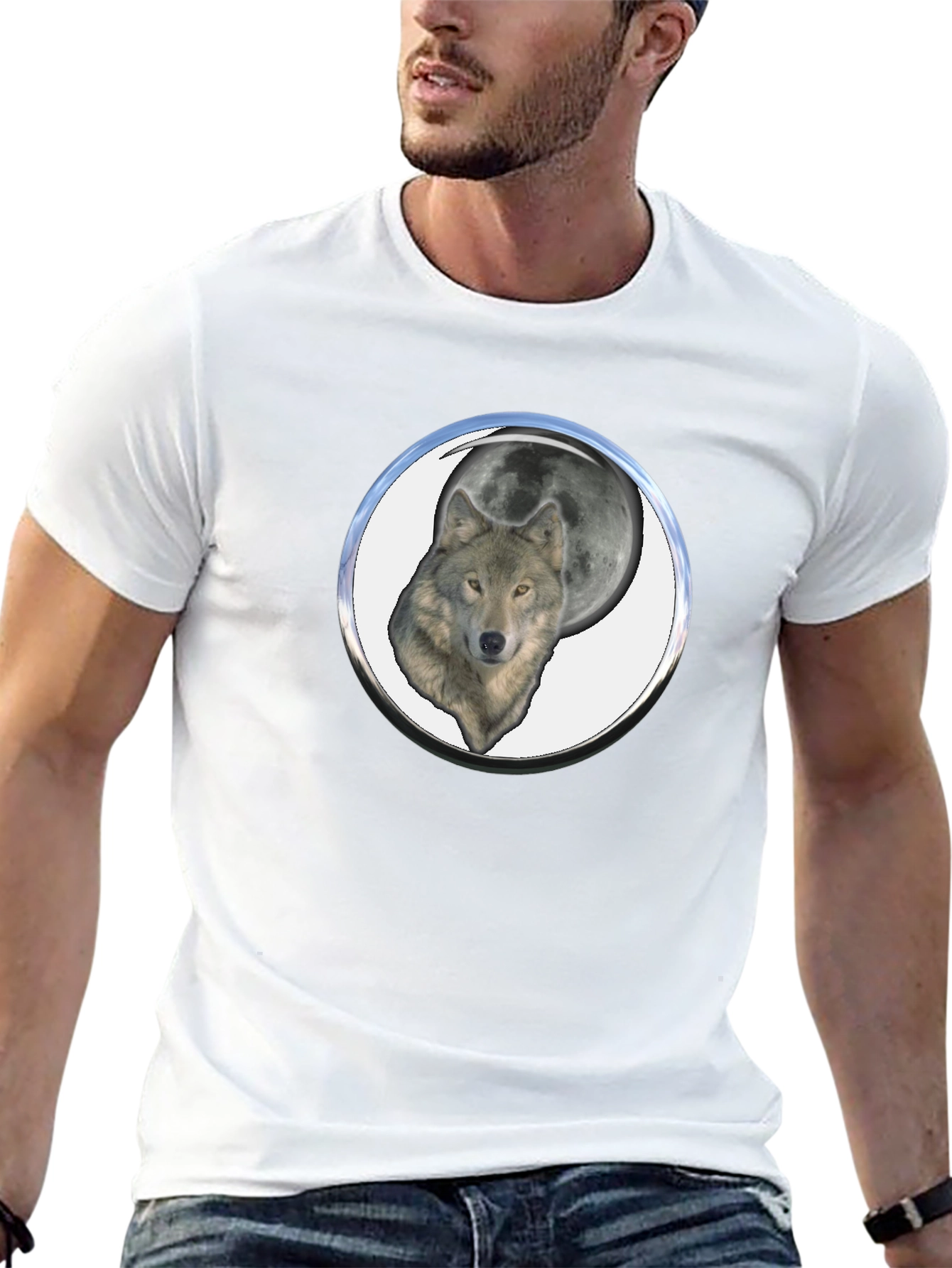 Wolf Moon Graphic Tee - Black Cotton Blend