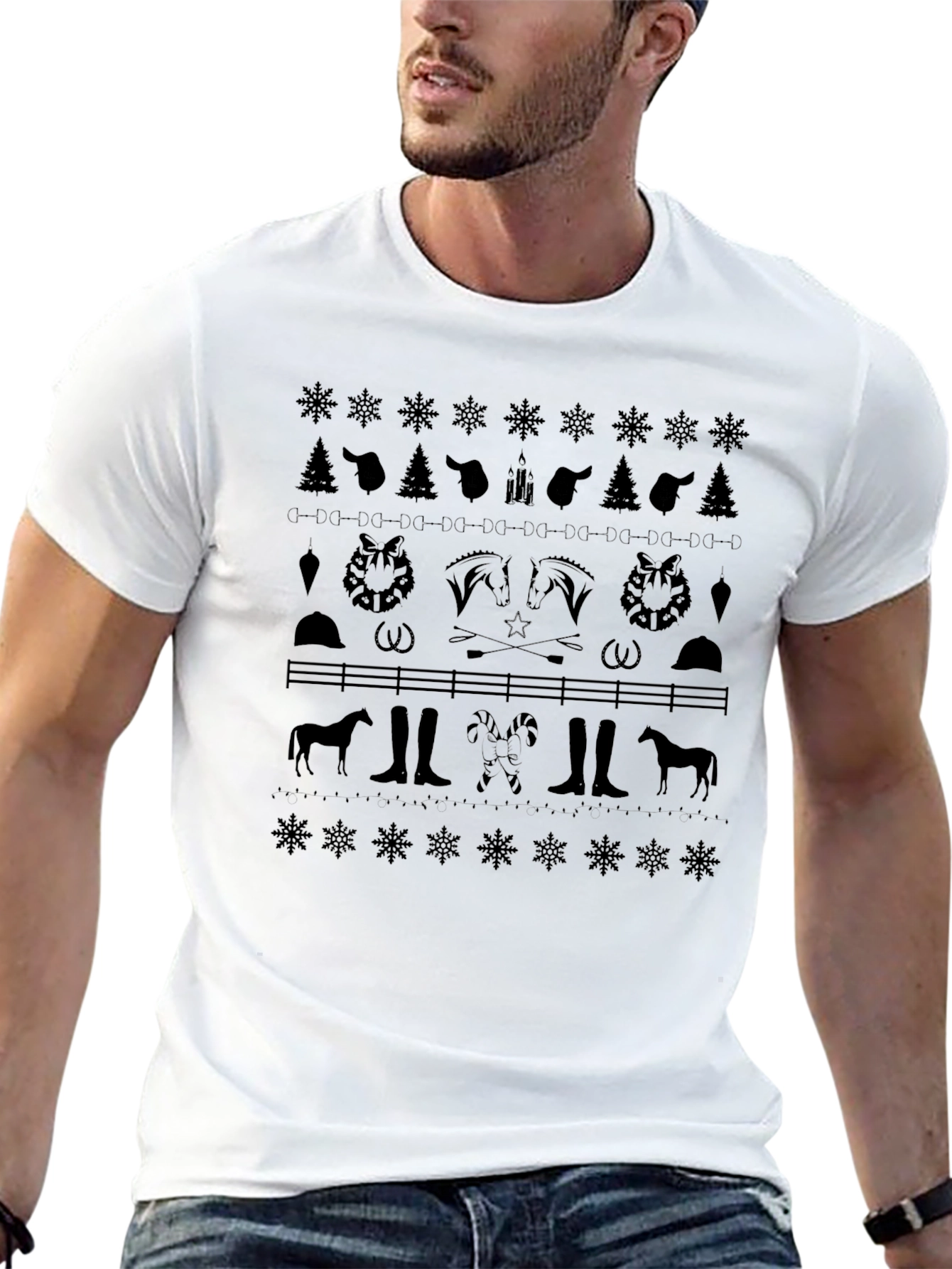 Equestrian Christmas T-Shirt Horse Holiday Tee