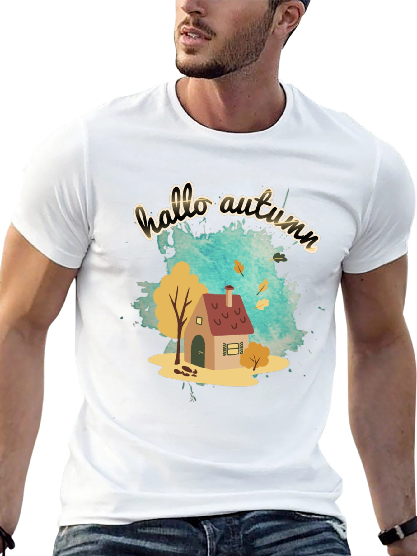 Hello Autumn Black Graphic Tee