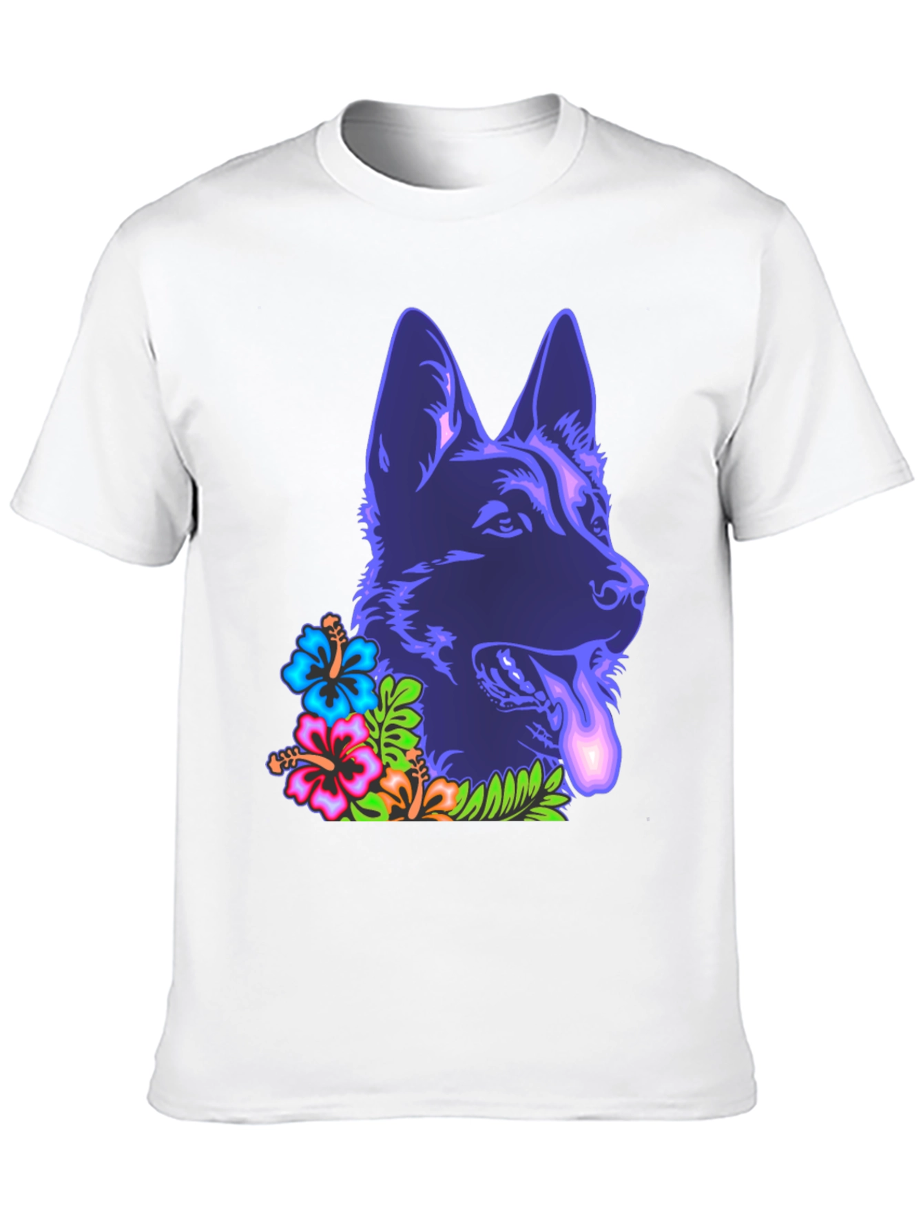 Neon Floral German Shepherd T-Shirt