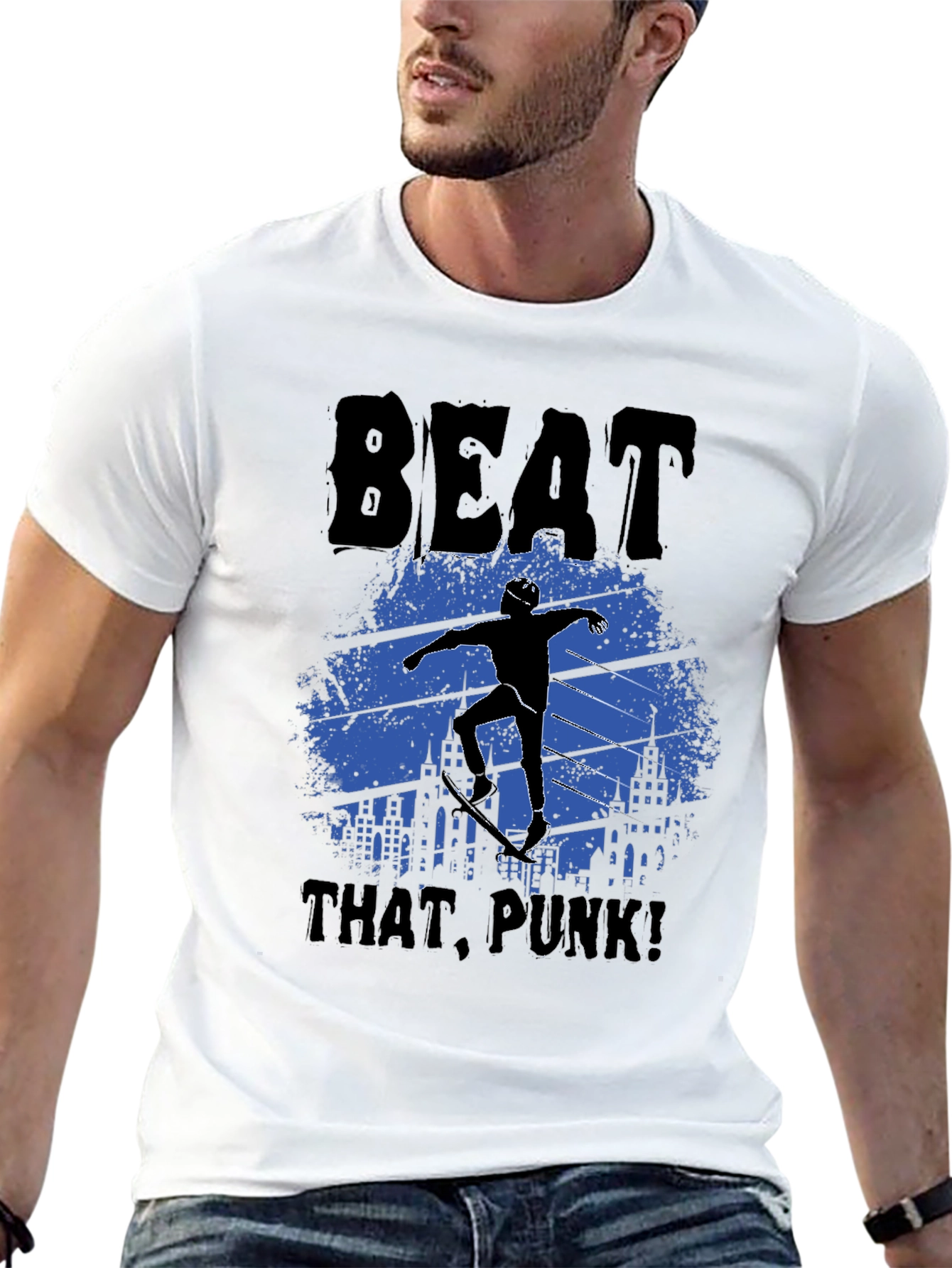 Beat That Punk! Skater Graphic Tee - Black