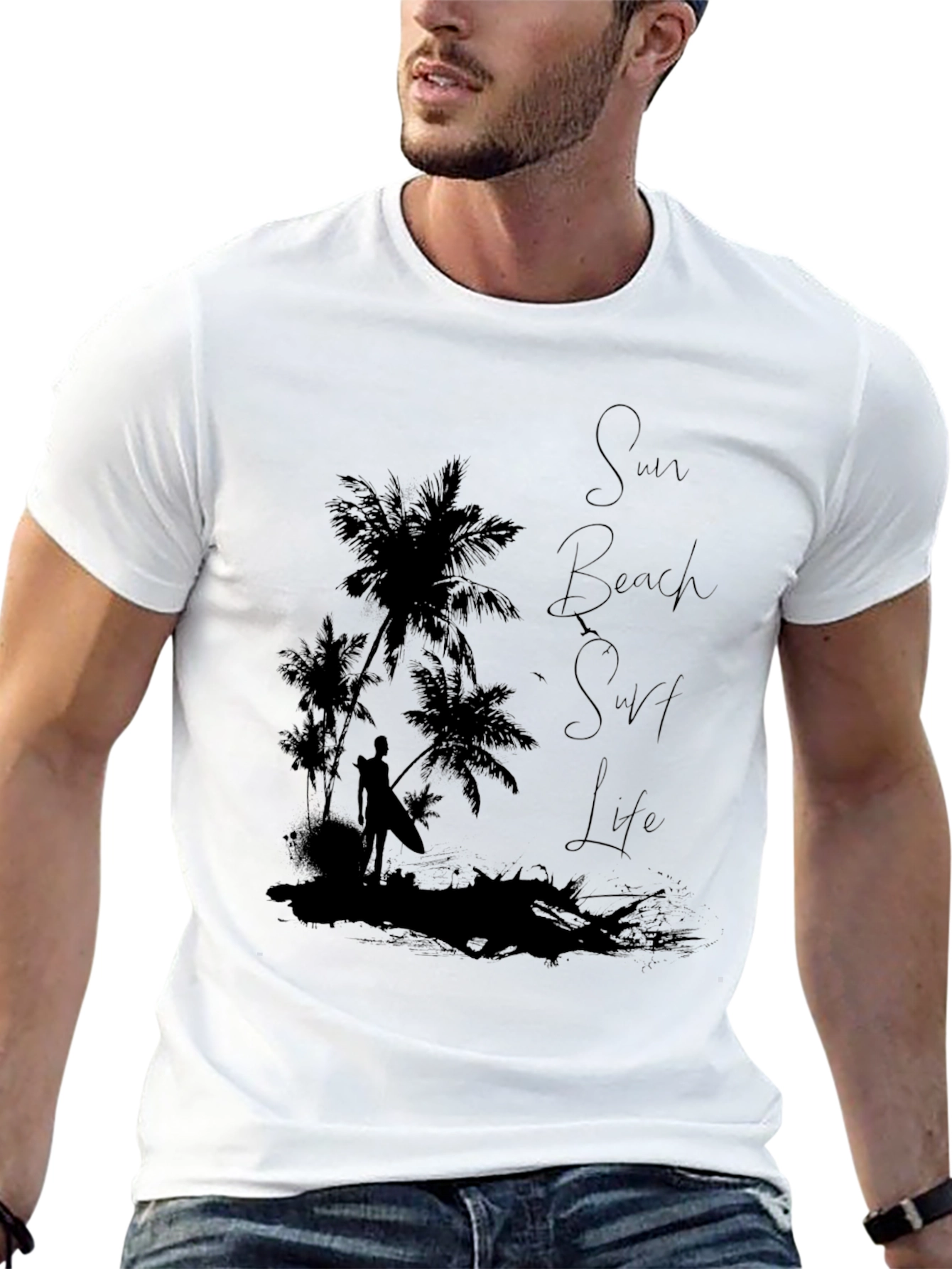 Sun Beach Surf Life Graphic T-Shirt