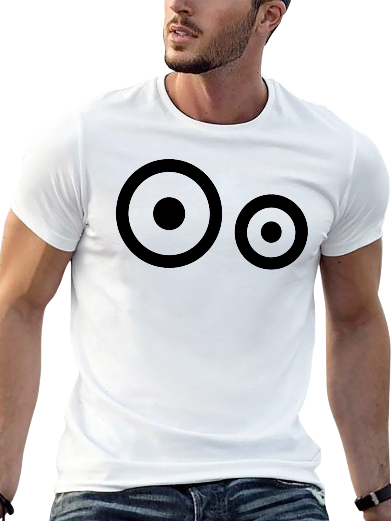 Abstract Circles Graphic Black T-Shirt