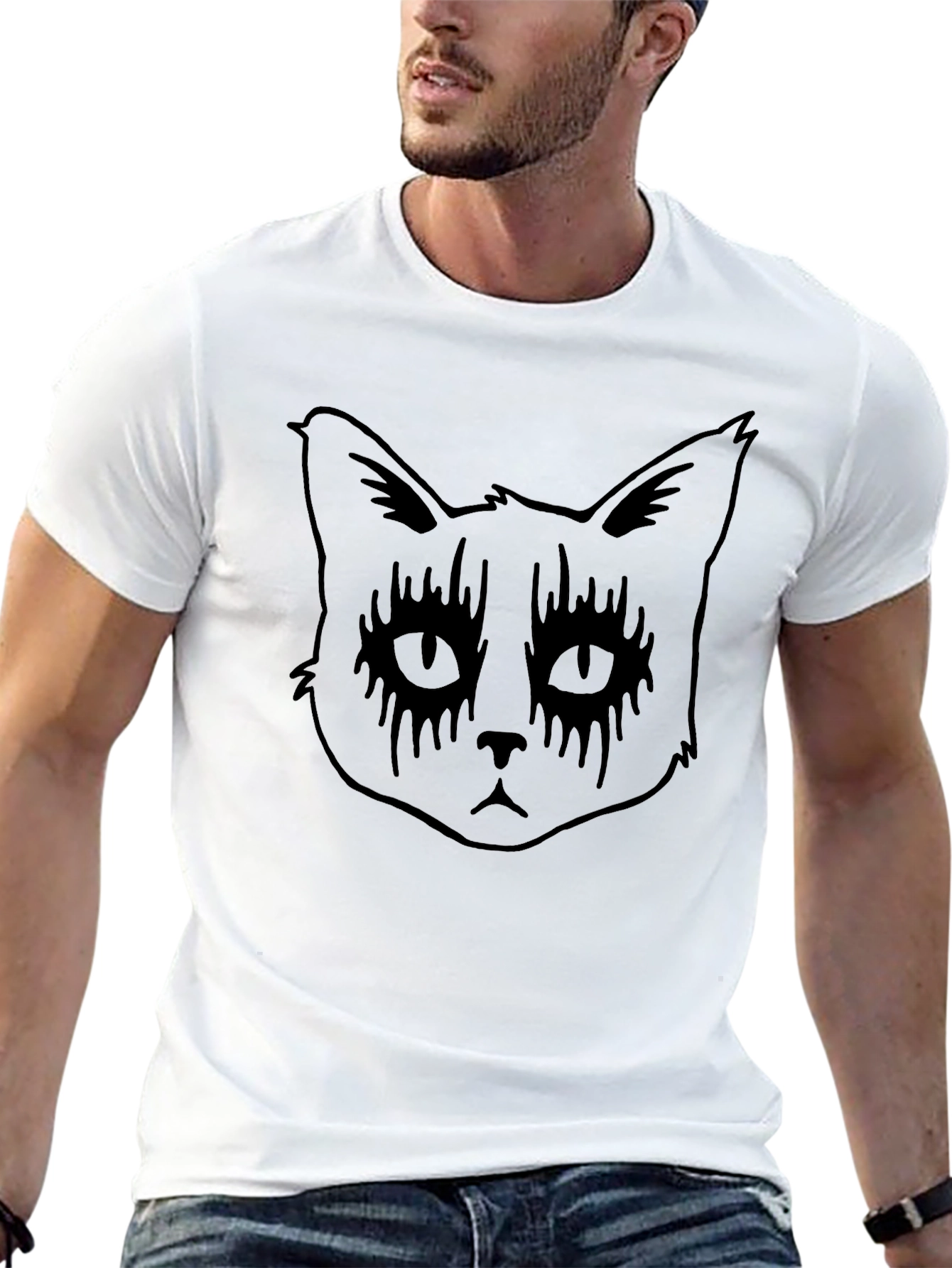 Goth Cat T-Shirt - Black Cat Graphic Tee