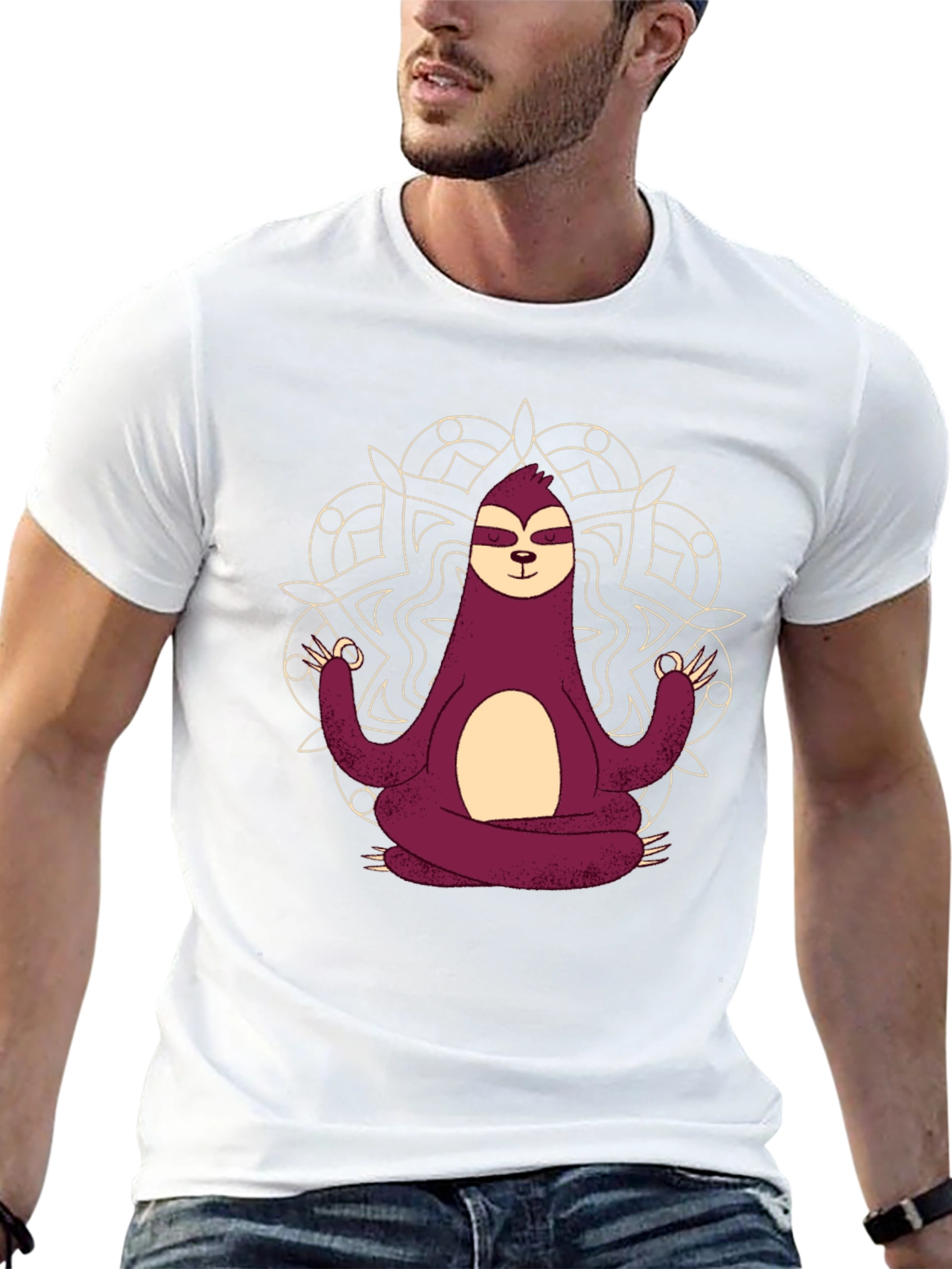 Meditating Sloth Mandala Graphic Tee