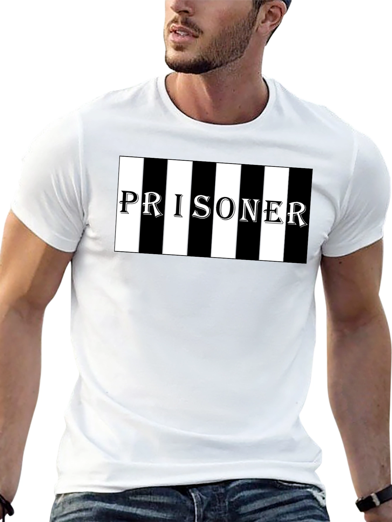 Prisoner Striped Graphic T-Shirt