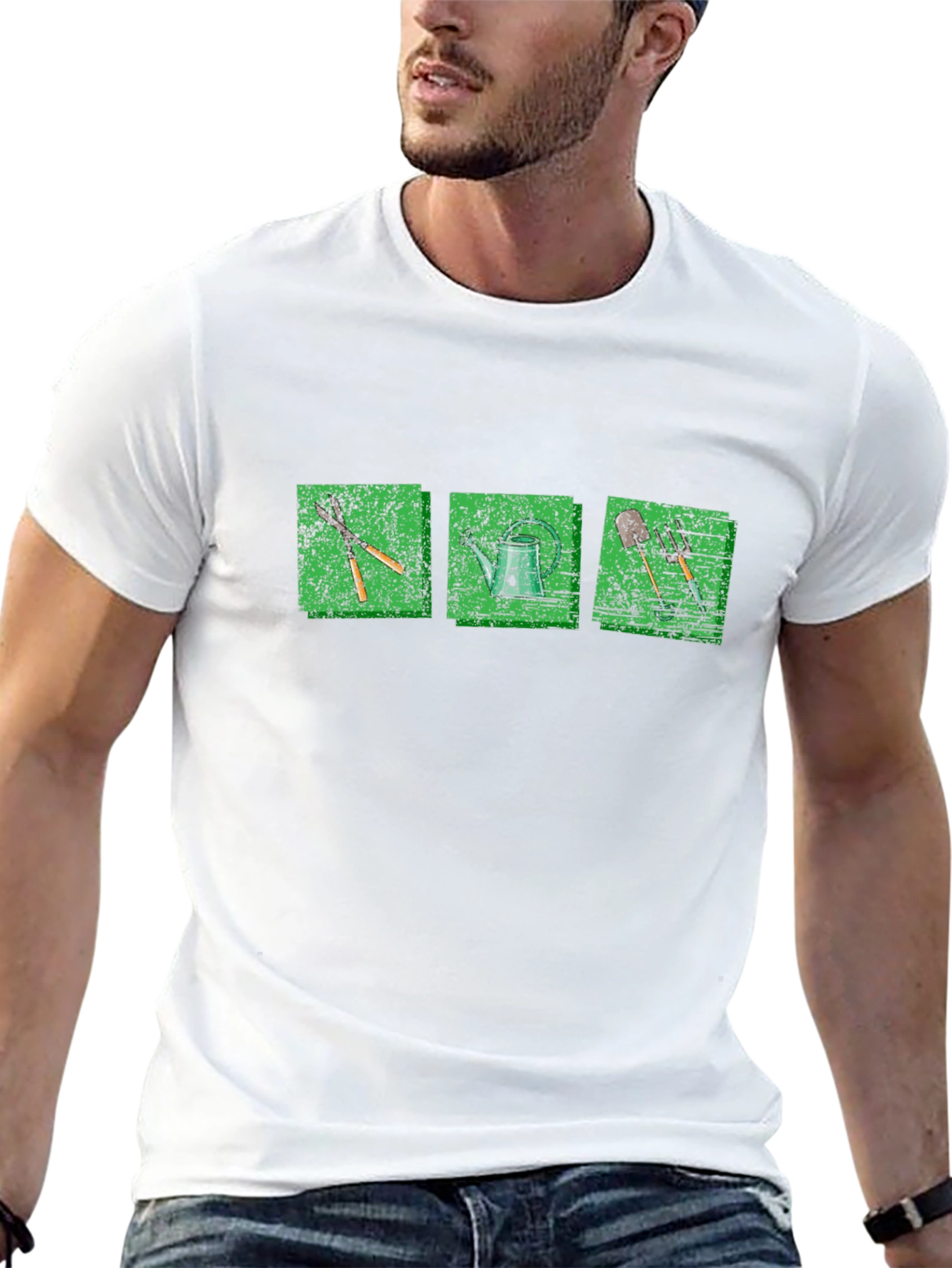 Gardening Tools Graphic Tee - Black Cotton T-Shirt