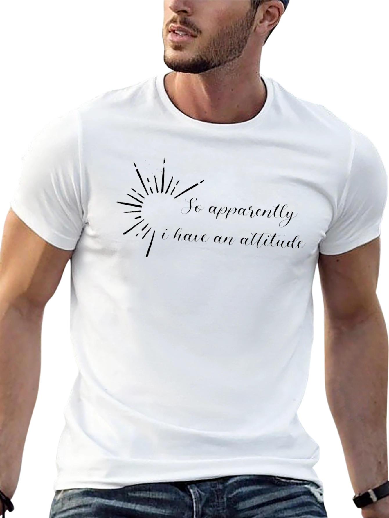 Attitude Graphic Tee - Mens Black Crew Neck T-Shirt