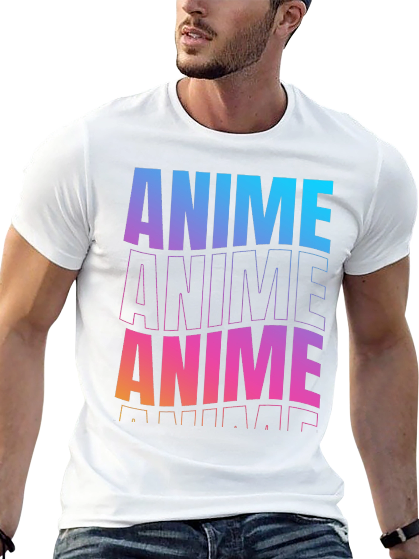 Anime Gradient Graphic Black T-Shirt