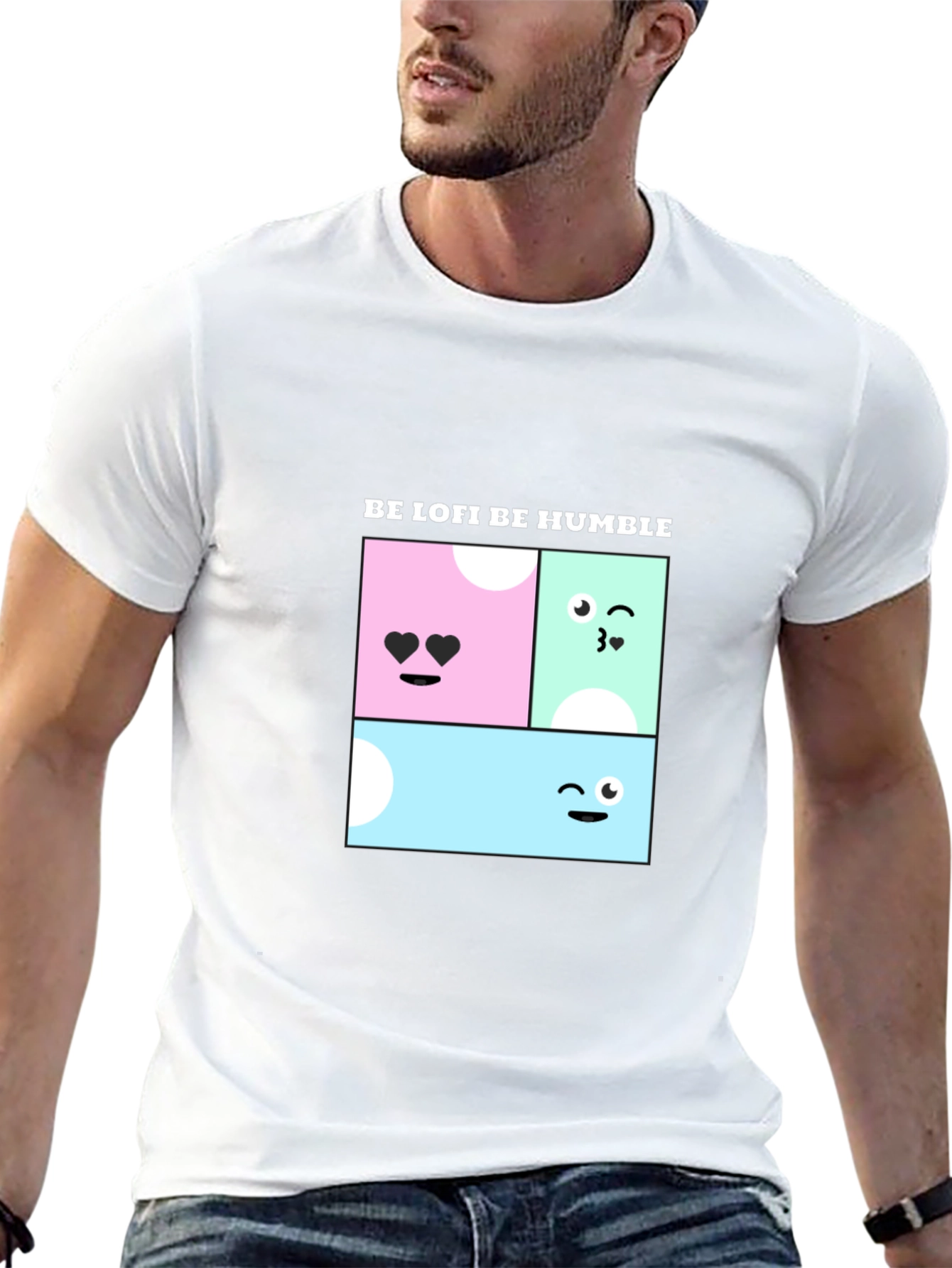 Be Lofi Be Humble Black T-Shirt with Kawaii Design