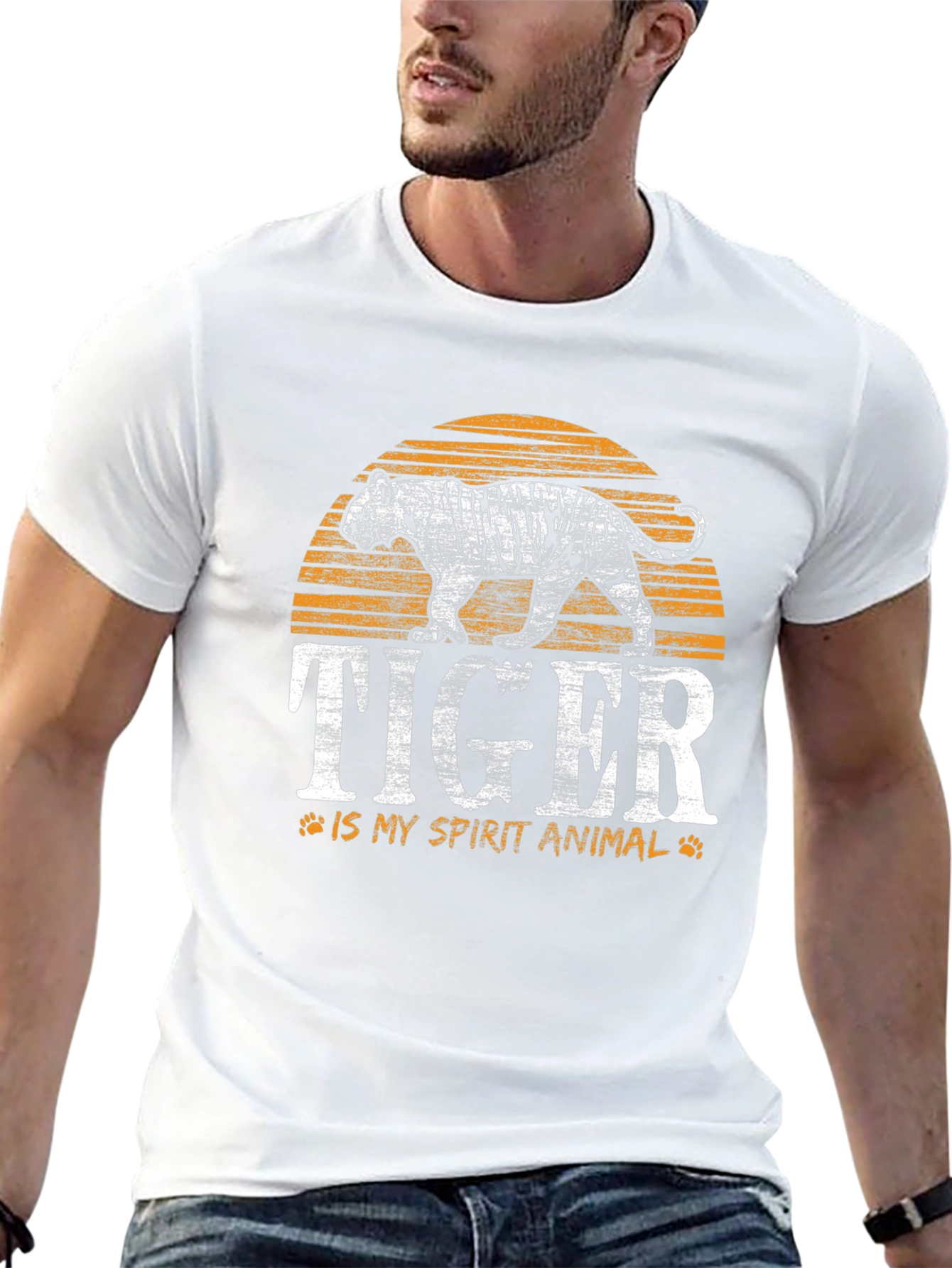 Tiger Spirit Animal Graphic Tee - Black