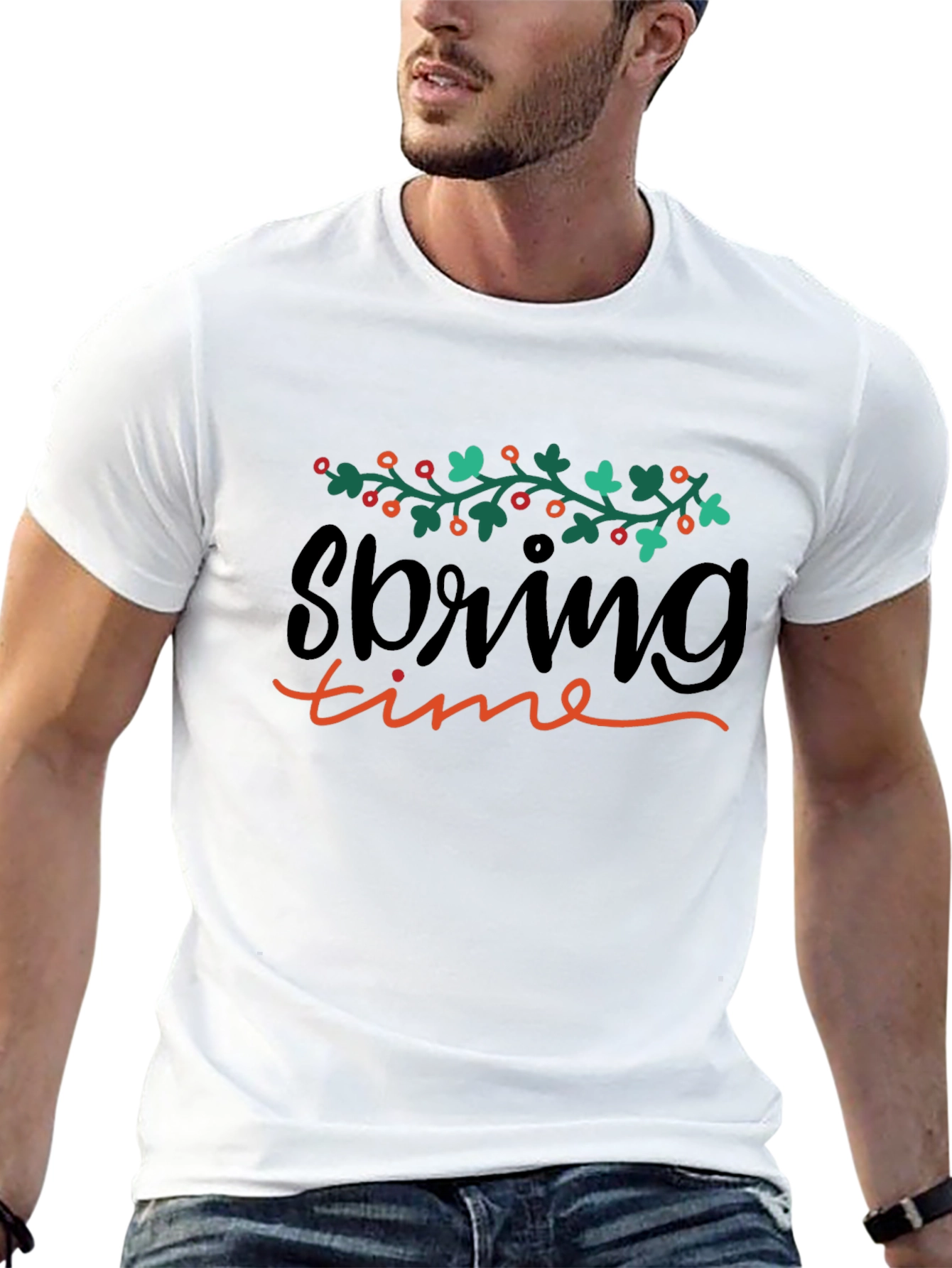 Spring Time Graphic Black T-Shirt