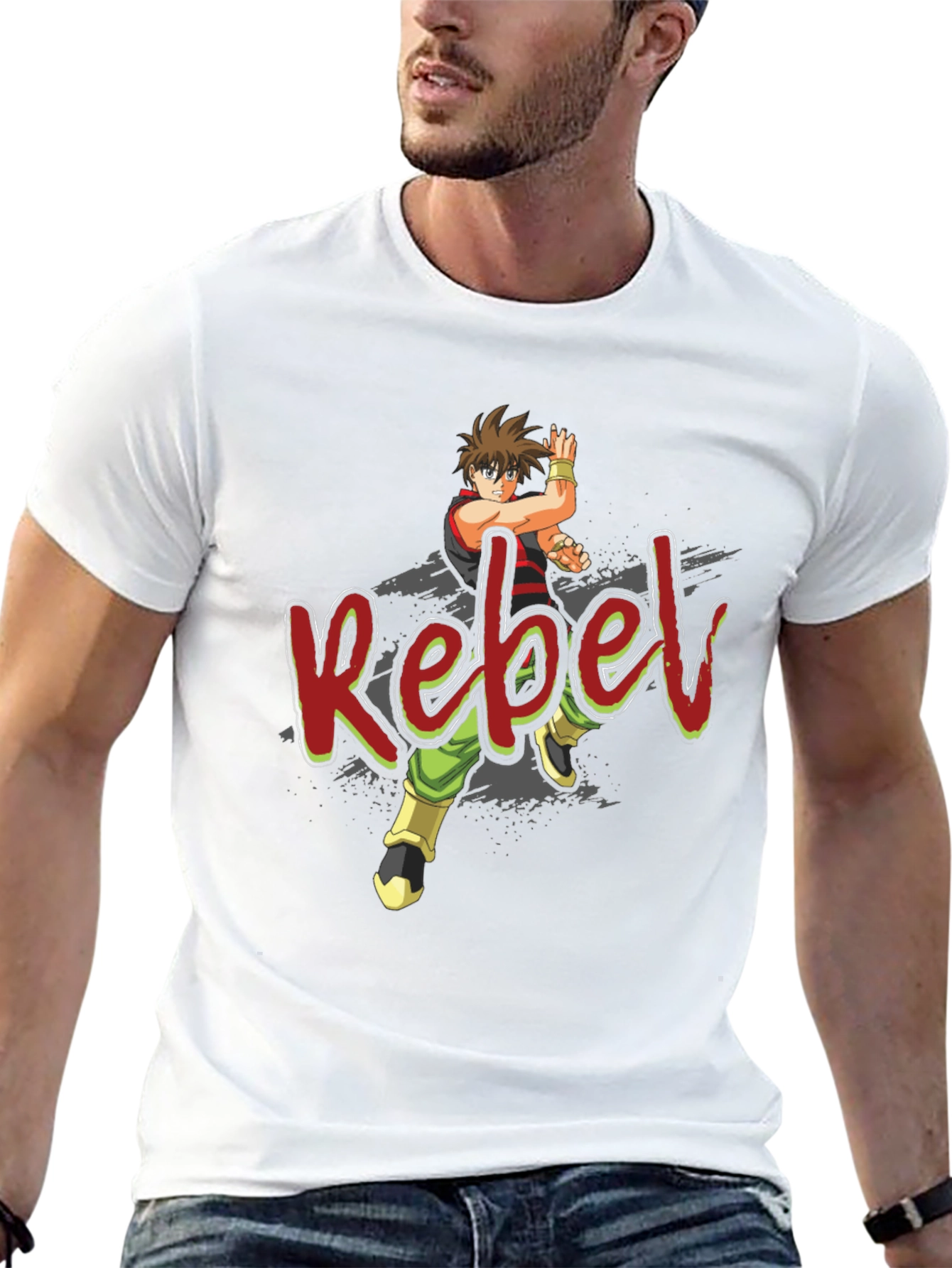 Rebel Anime Graphic Black T-Shirt