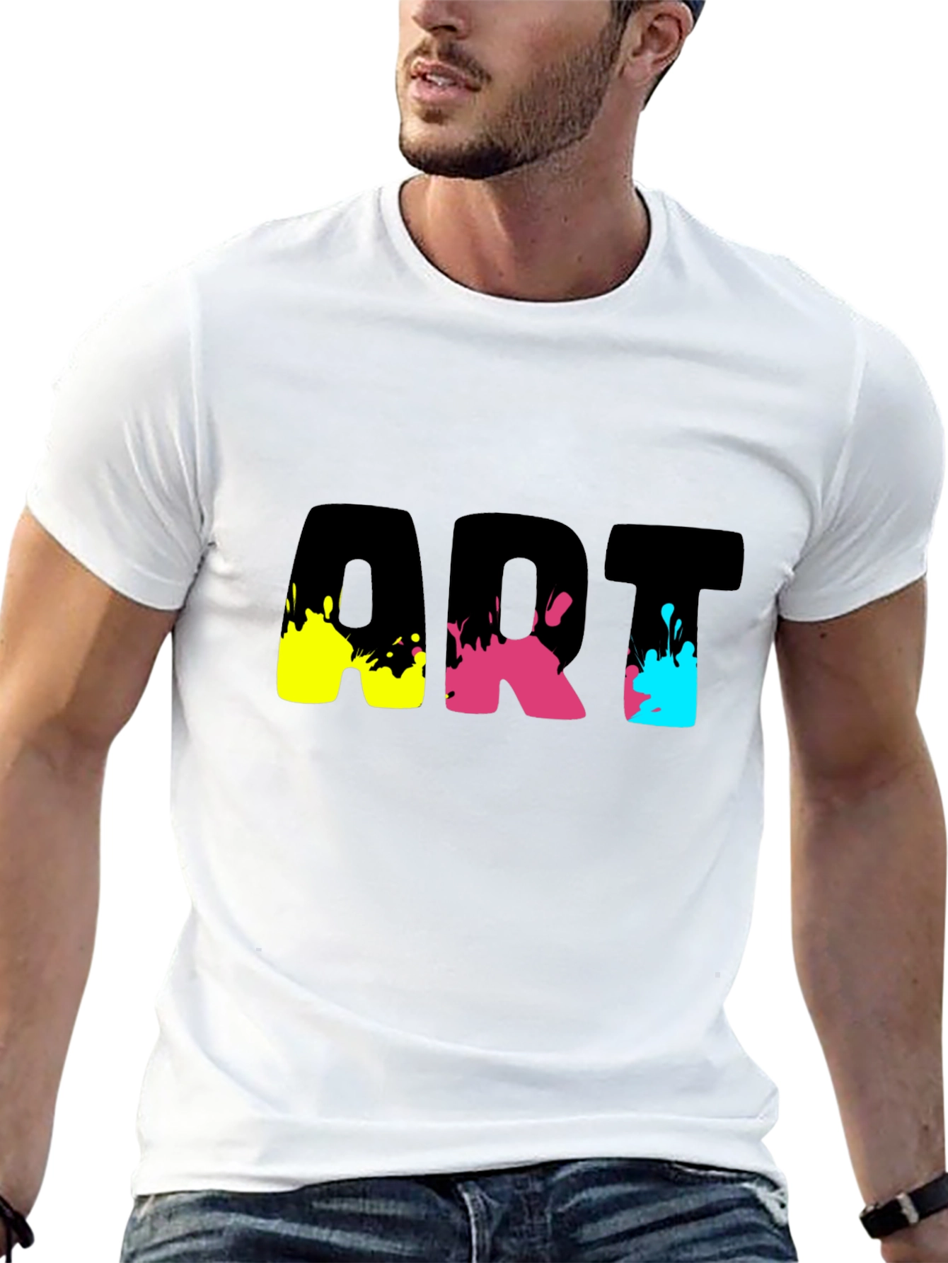 Abstract Art Splatter Graphic Tee - Black