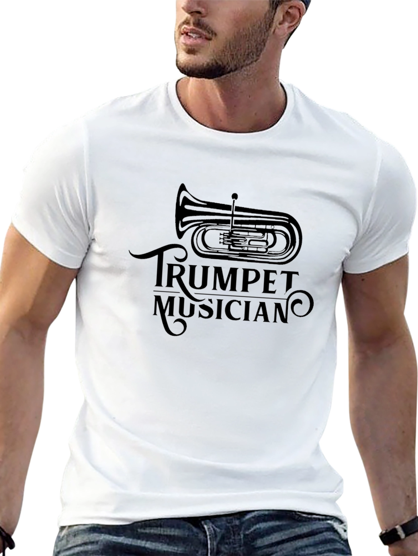 Trumpet Musician Black Graphic Tee