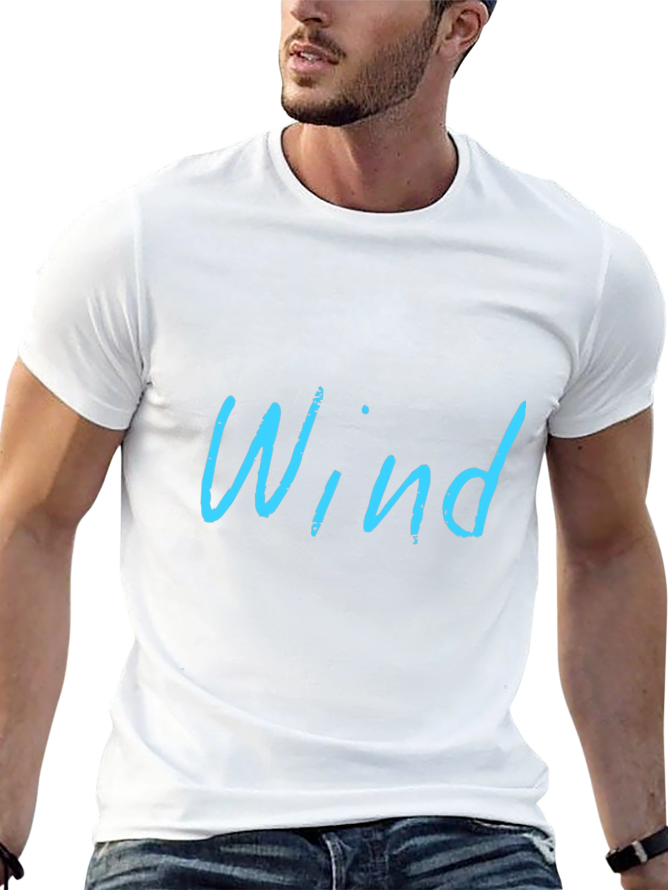 Mens Black T-Shirt with Wind Design