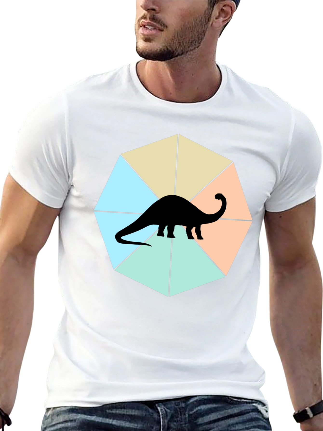 Dino Graphic Tee - Stylish Geometric Design