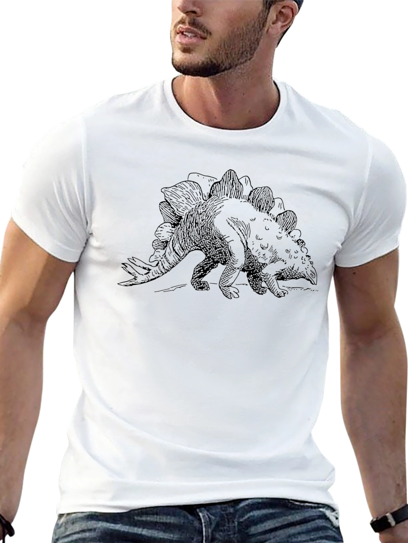 Stegosaurus Graphic Black T-Shirt - Dinosaur Tee