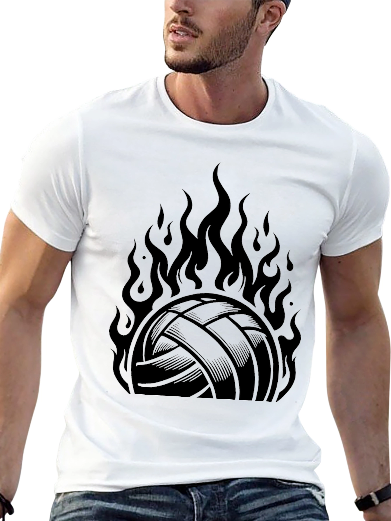 Volleyball on Fire Graphic T-Shirt