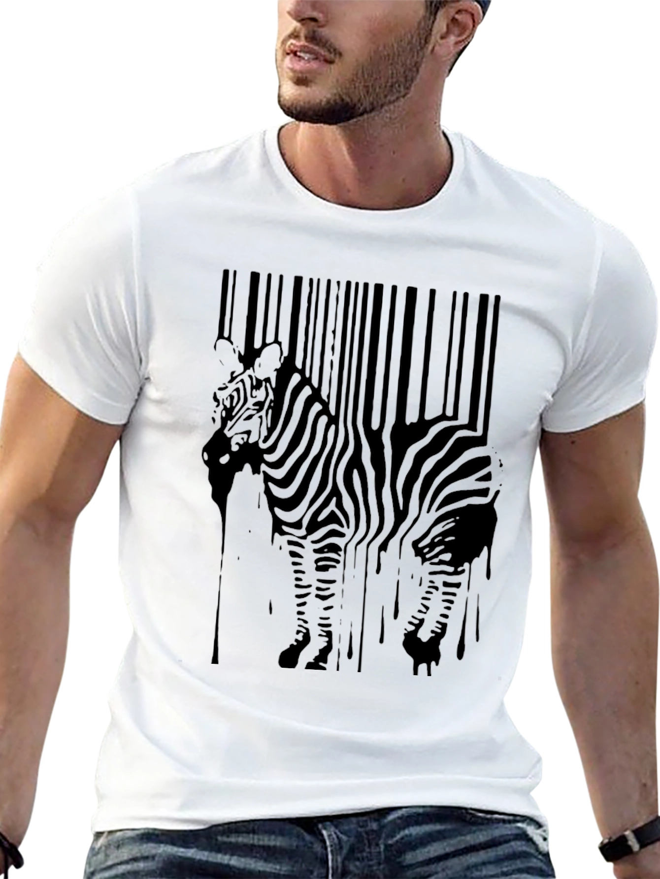 Zebra Barcode Mens Graphic T-Shirt - Cool Print