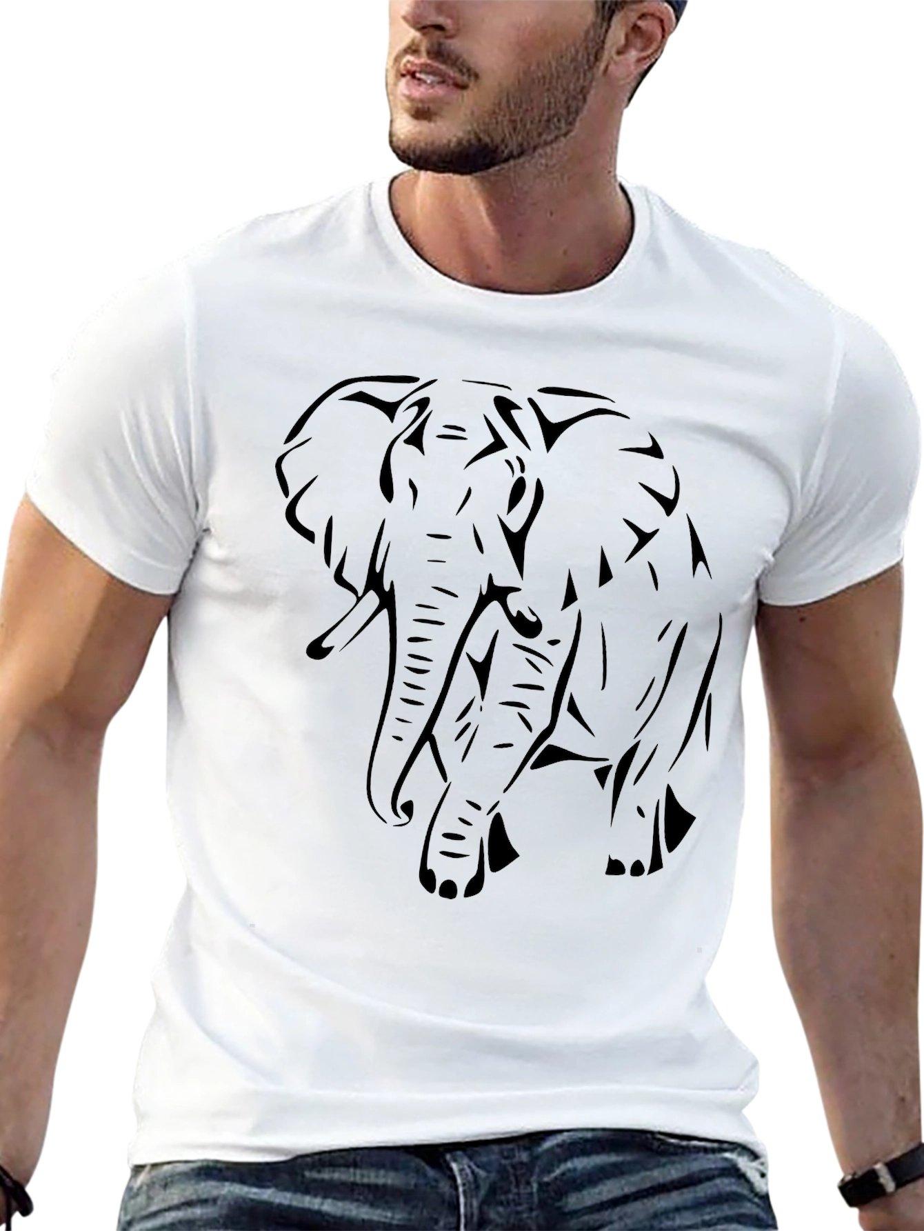 Black Elephant Graphic Tee - Stylish Mens T-Shirt